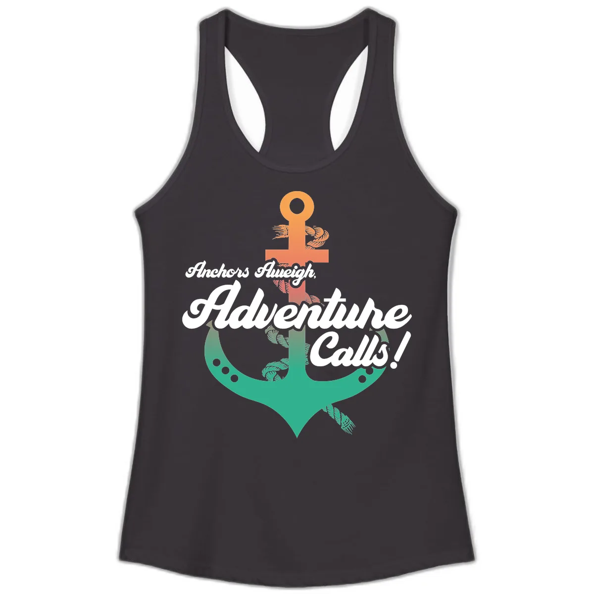 Anchors Aweigh Adventure Calls Ladies Tank in Black
