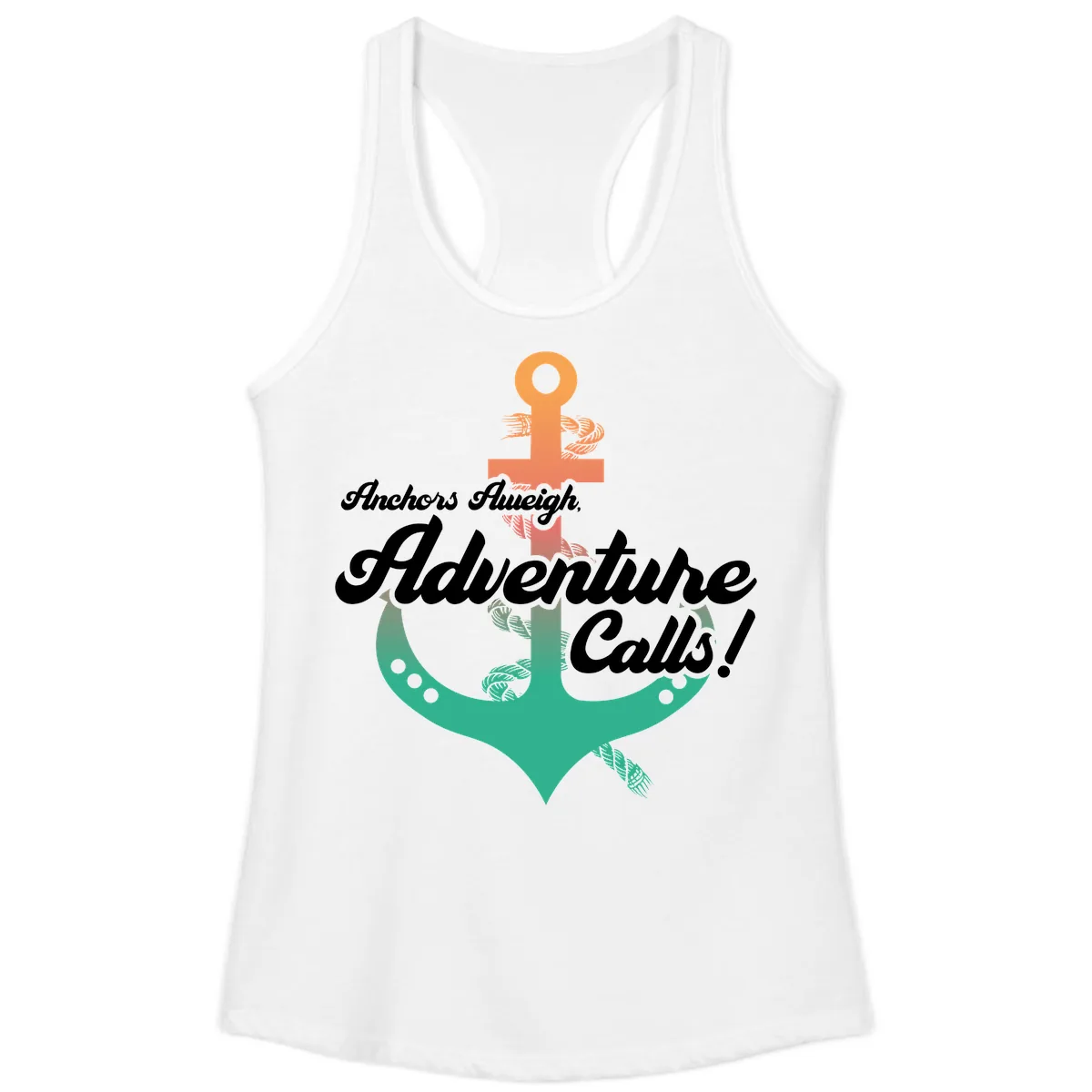 Anchors Aweigh Adventure Calls Ladies Tank in White