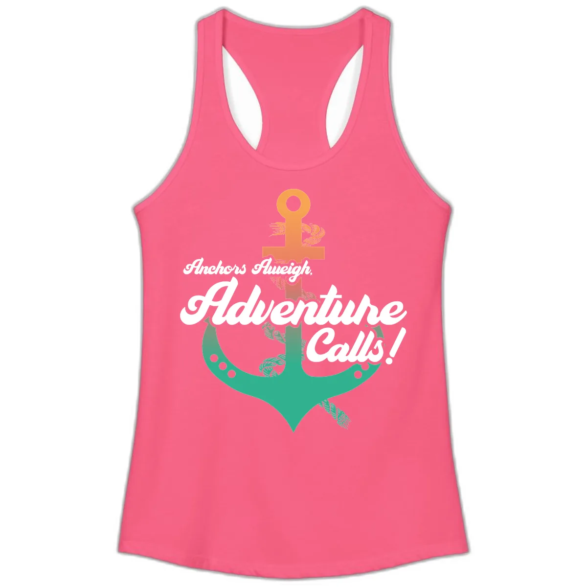 Anchors Aweigh Adventure Calls Ladies Tank in Solid Hot Pink