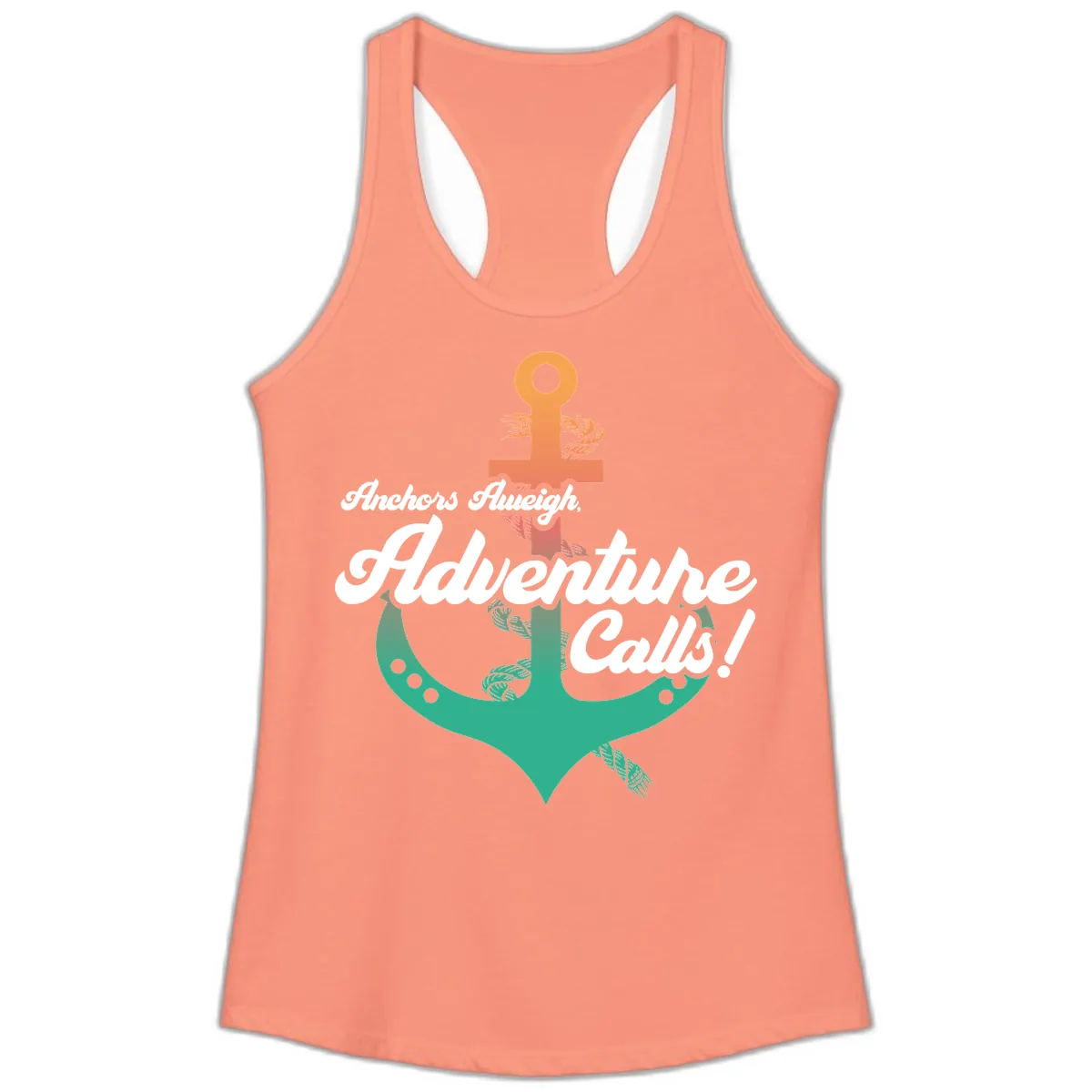 Anchors Aweigh Adventure Calls Ladies Tank in Solid Light Orange