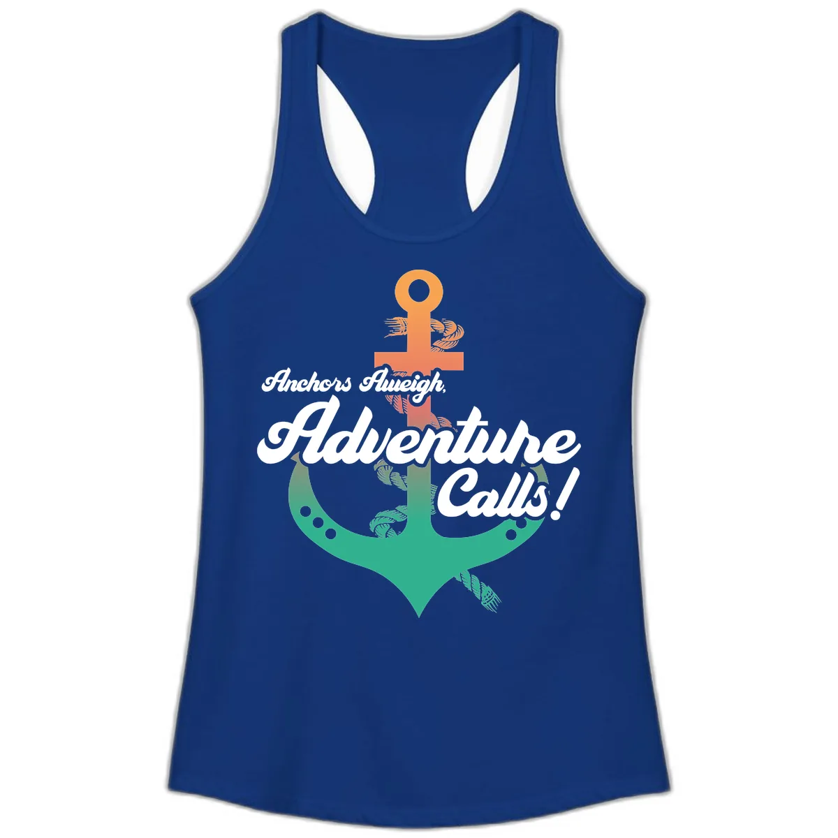 Anchors Aweigh Adventure Calls Ladies Tank in Solid Royal