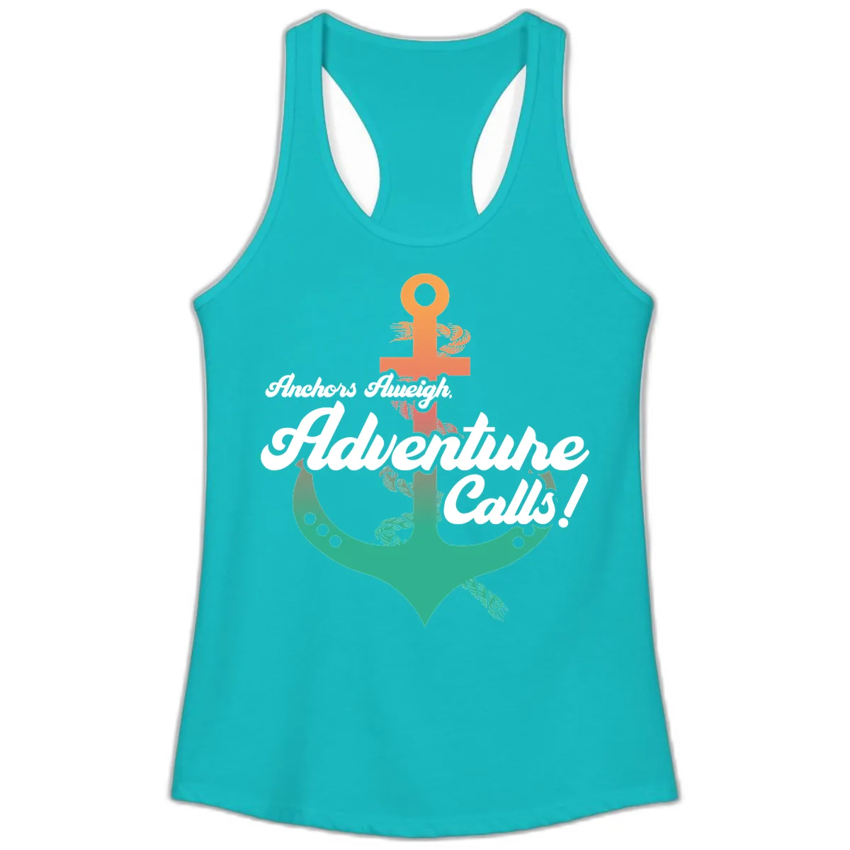 Anchors Aweigh Adventure Calls Ladies Tank in Tahiti Blue