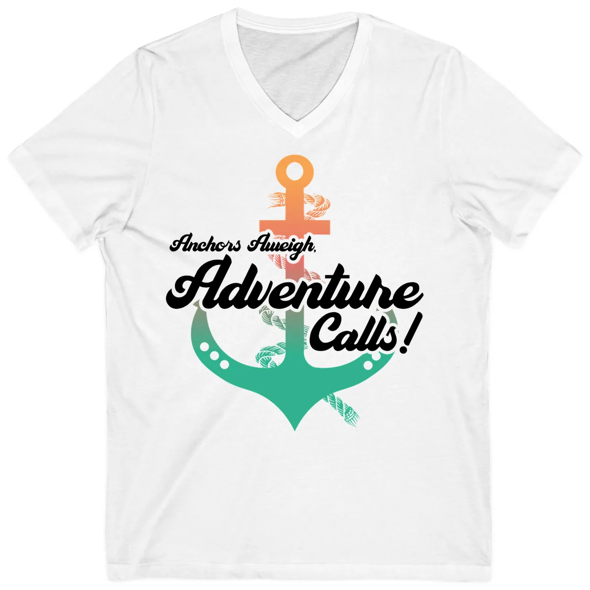 Anchors Aweigh Adventure Calls V-Neck in White