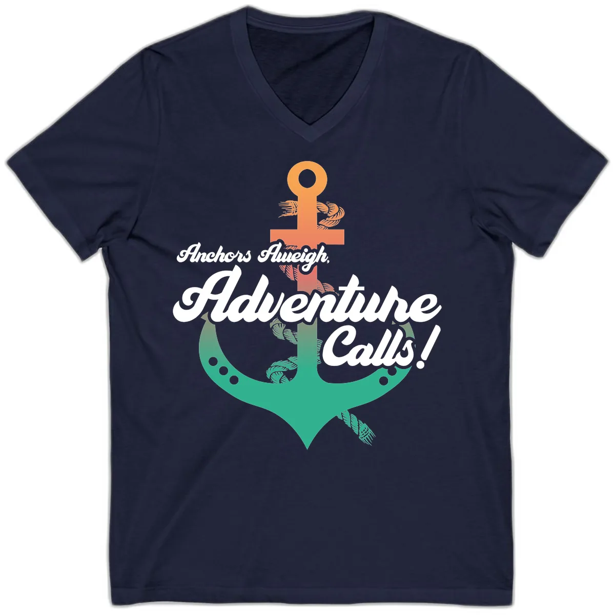 Anchors Aweigh Adventure Calls V-Neck in Navy
