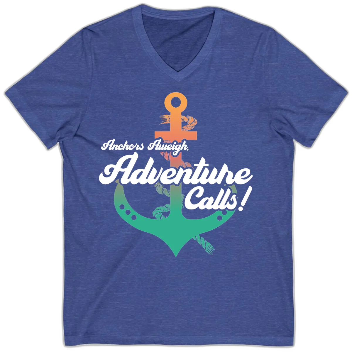 Anchors Aweigh Adventure Calls V-Neck in Heather True Royal