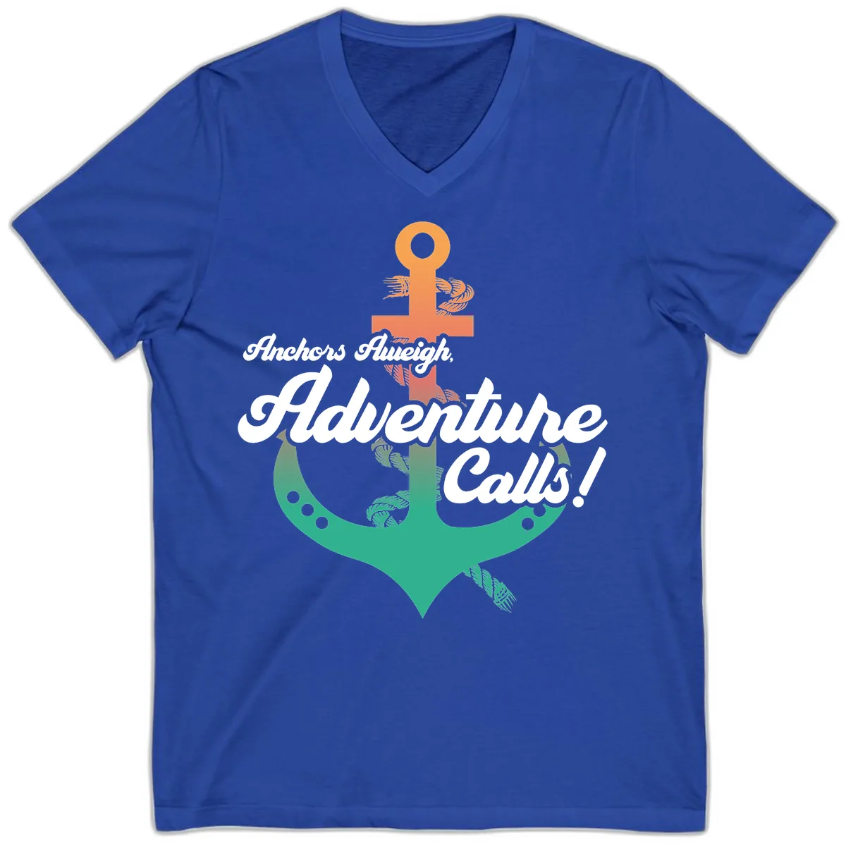 Anchors Aweigh Adventure Calls V-Neck in True Royal