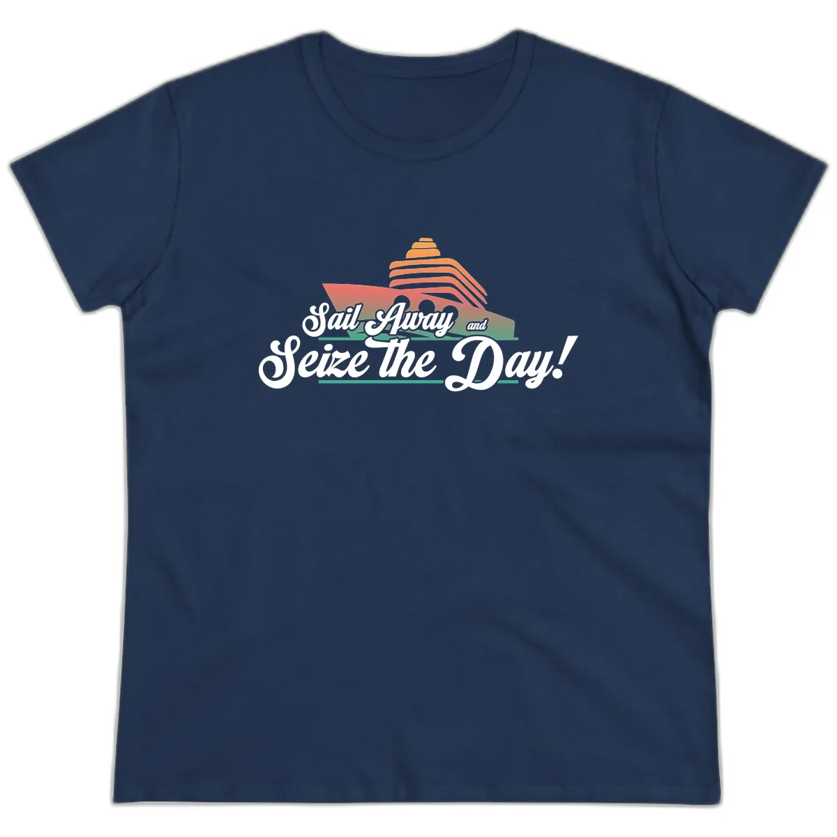 Sail Away and Seize the Day Ladies Tee in Navy