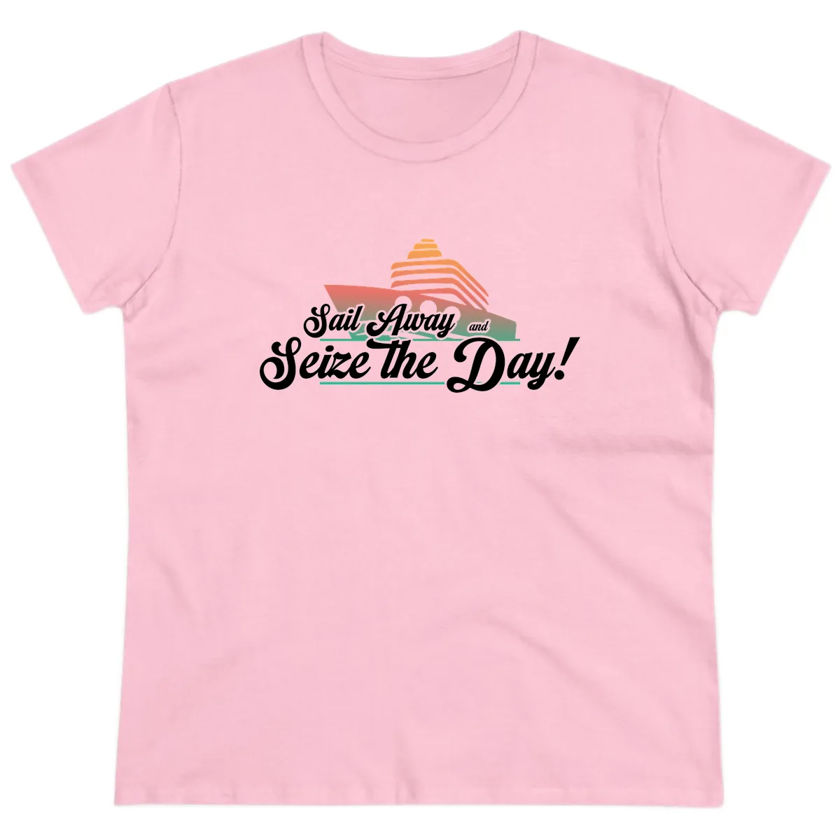 Sail Away and Seize the Day Ladies Tee in Light Pink