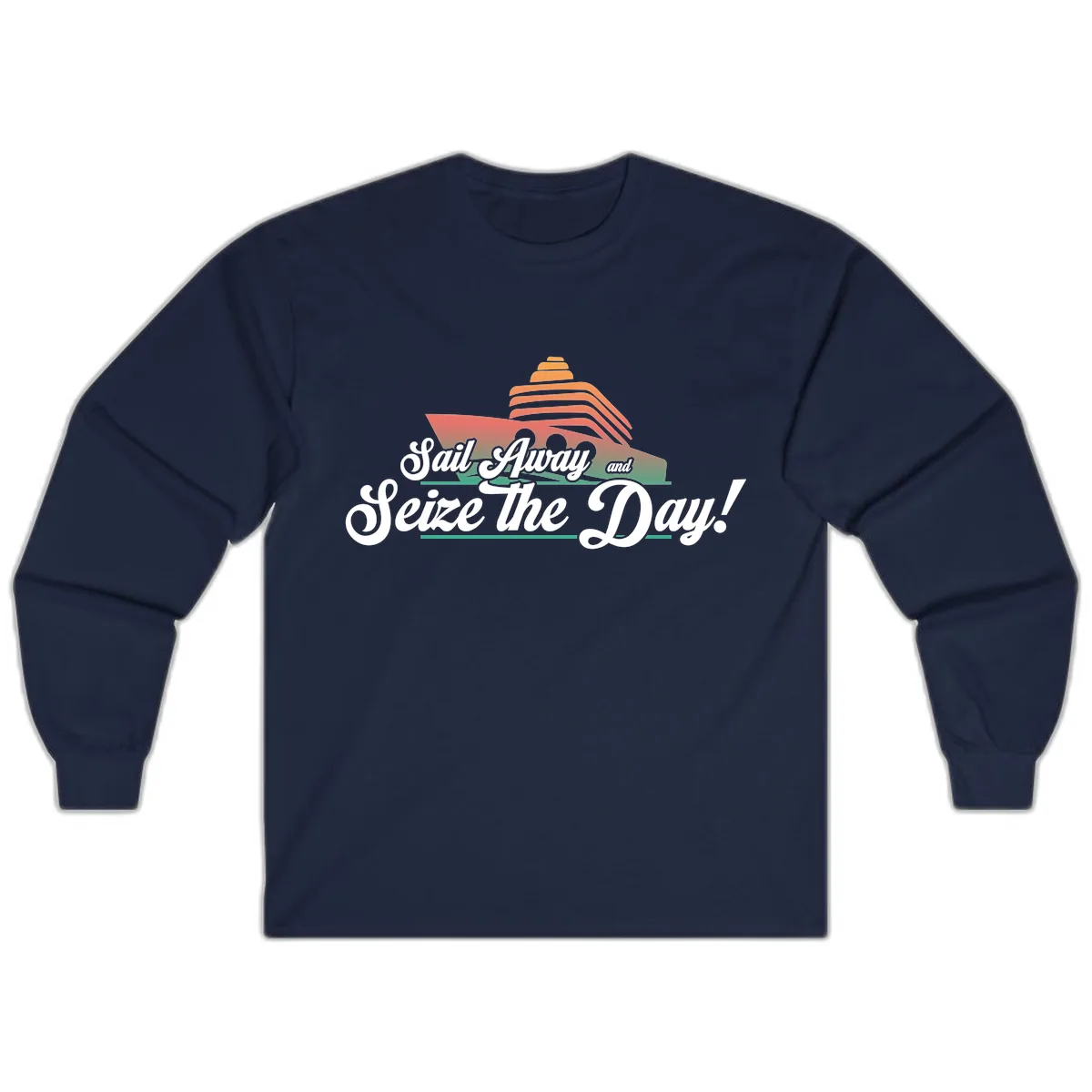 Sail Away and Seize the Day Long Sleeve in Navy