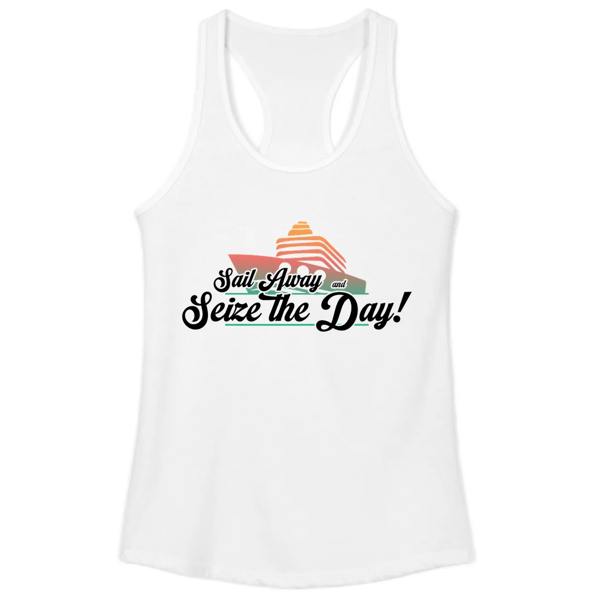 Sail Away and Seize the Day Ladies Tank in White