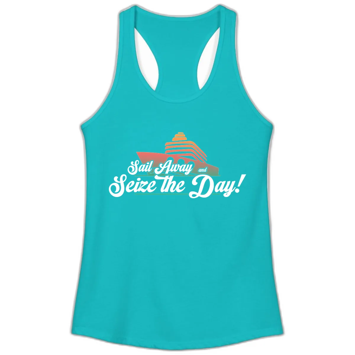 Sail Away and Seize the Day Ladies Tank in Tahiti Blue