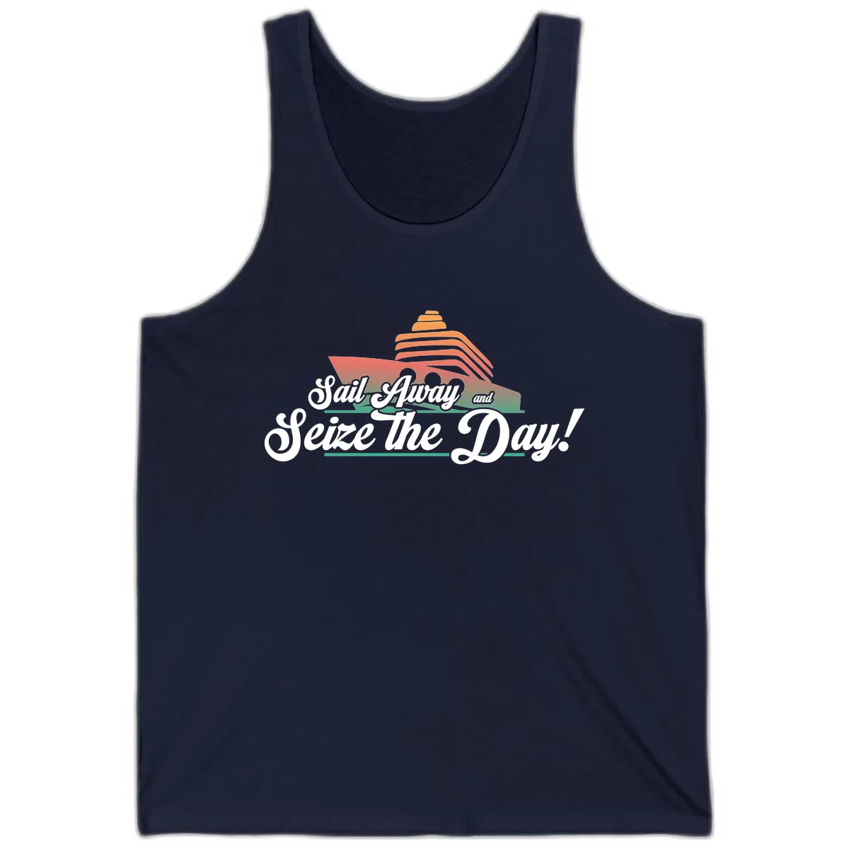 Sail Away and Seize the Day Tank in Navy