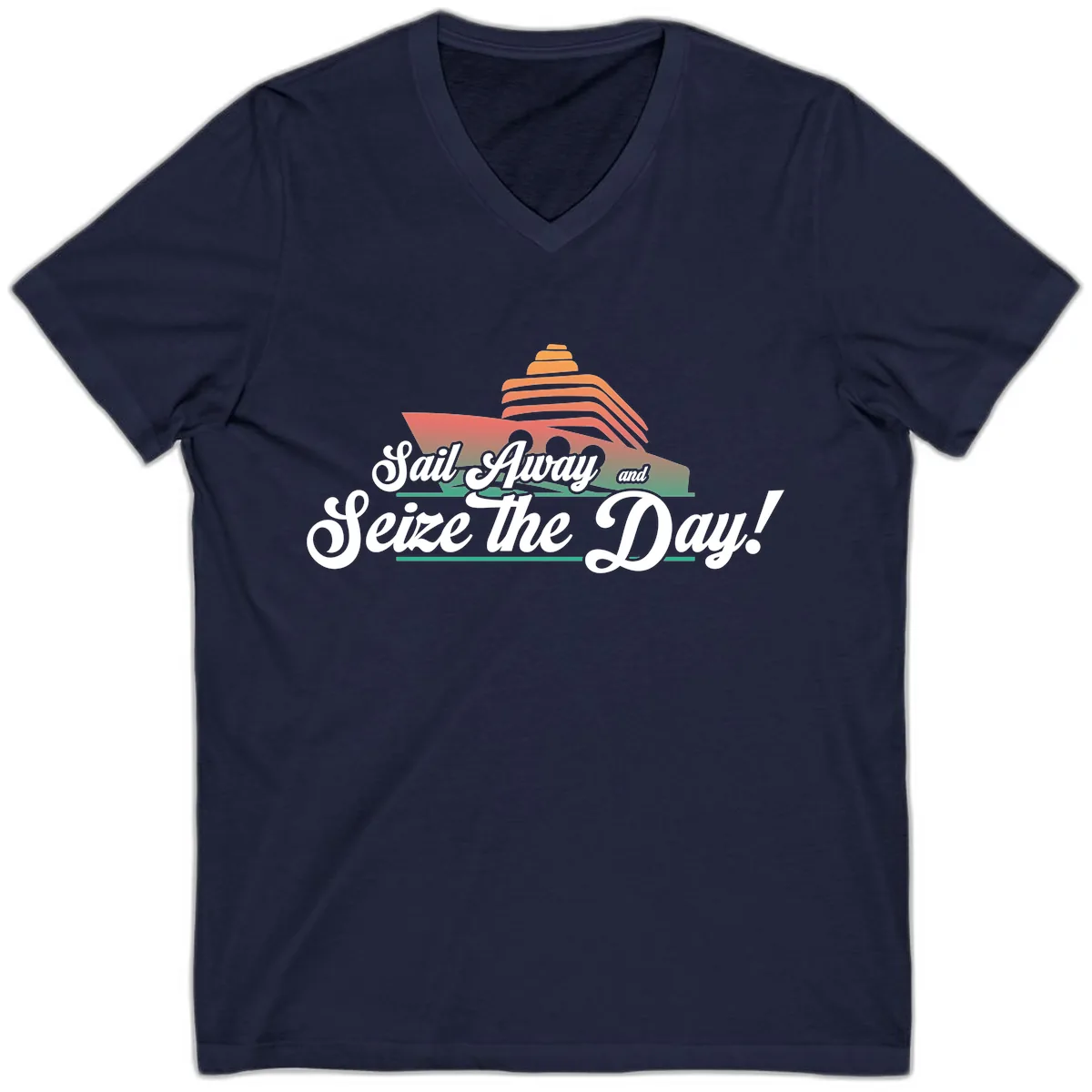 Sail Away and Seize the Day V-Neck in Navy