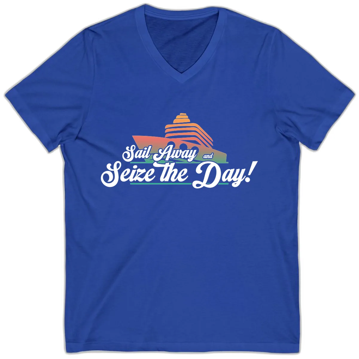 Sail Away and Seize the Day V-Neck in True Royal