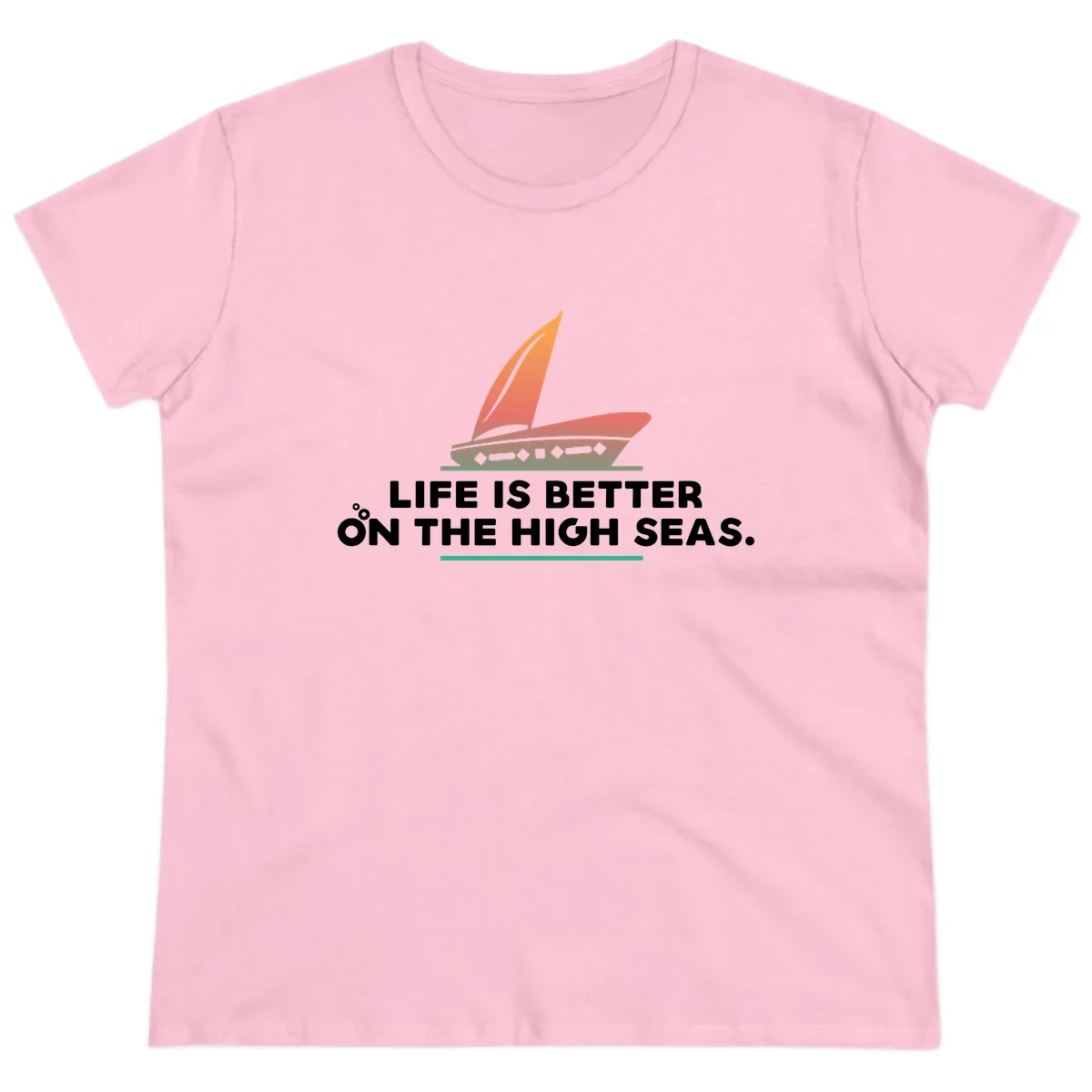 Life Is Better On The High Seas Ladies Tee in Light Pink