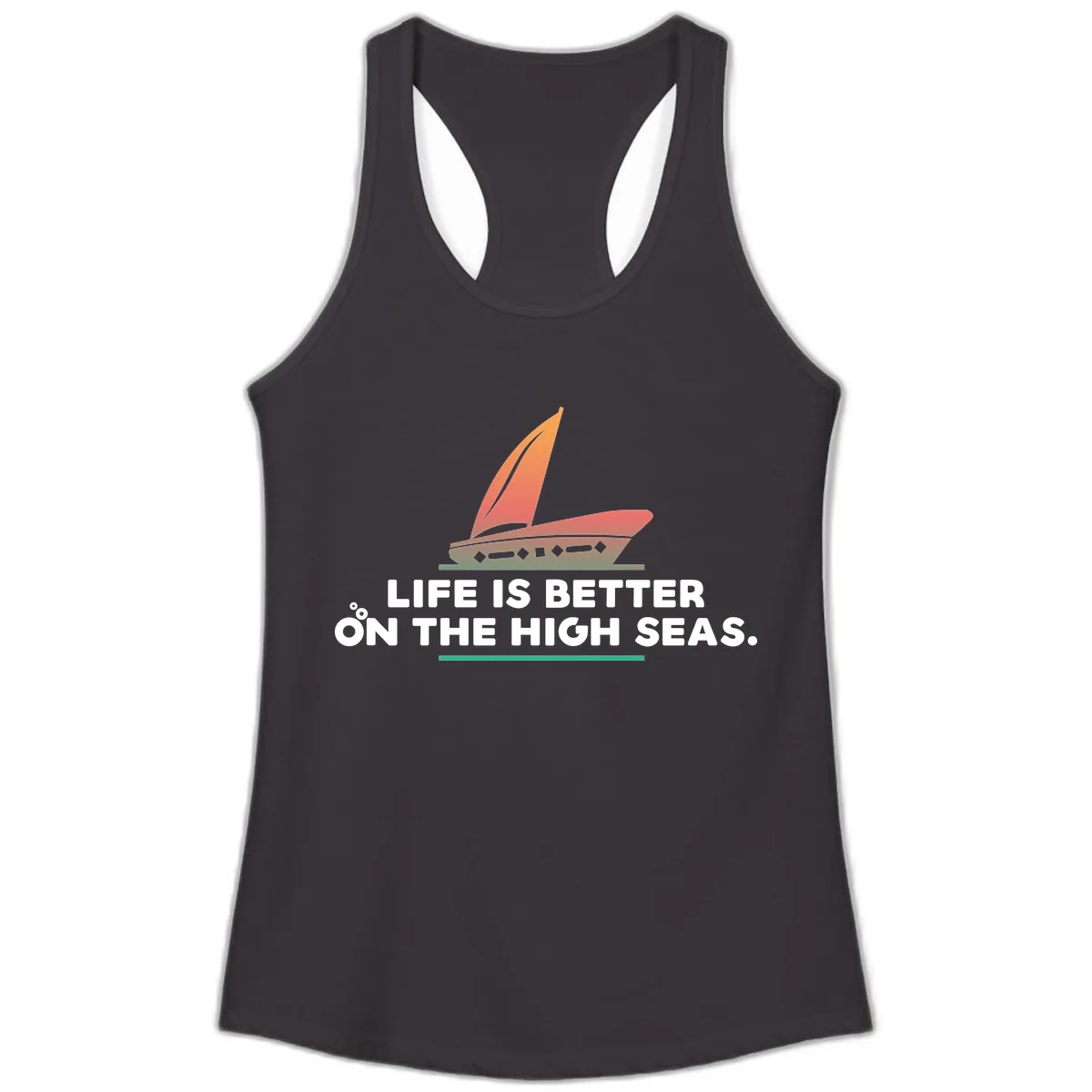 Life Is Better On The High Seas Ladies Tank in Black