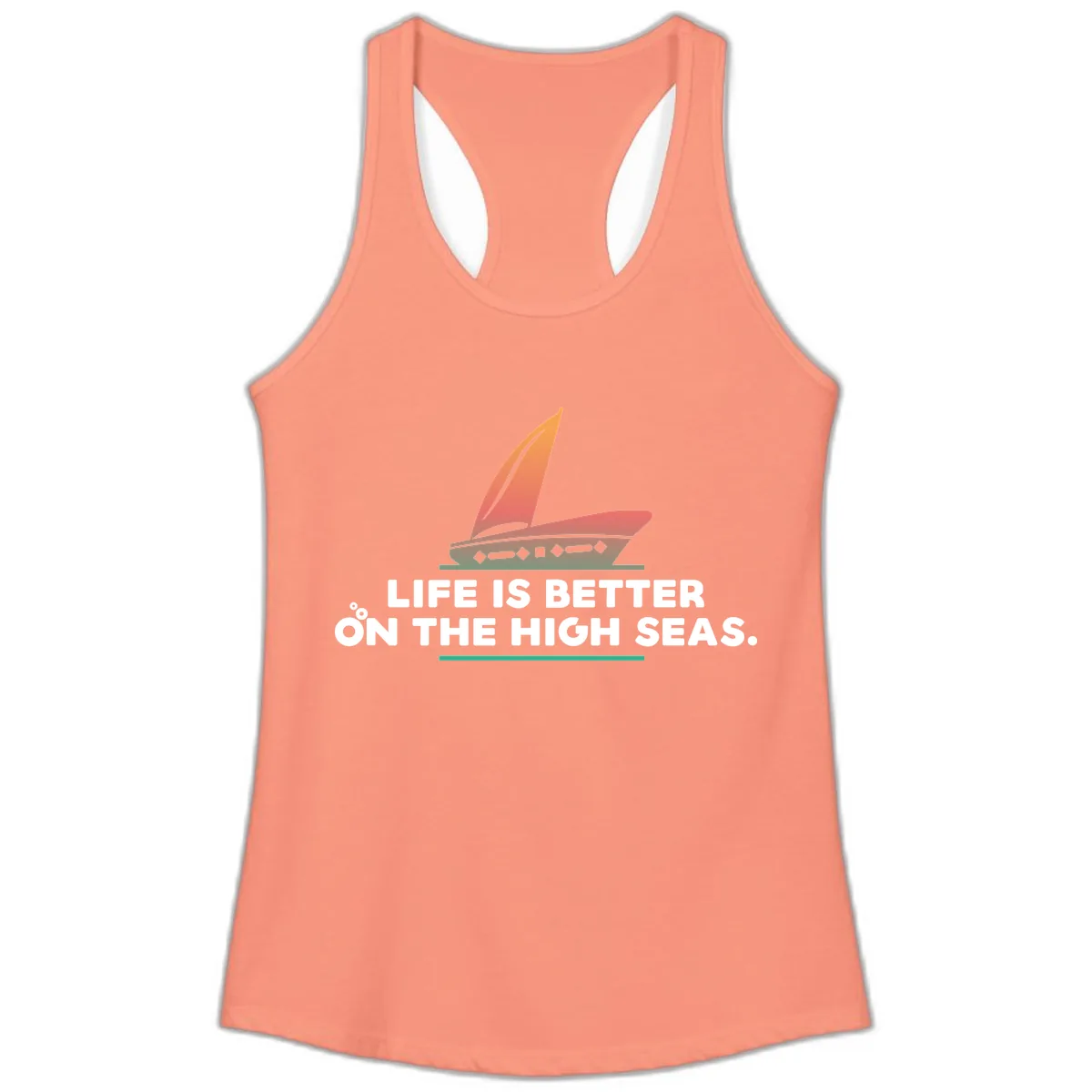Life Is Better On The High Seas Ladies Tank in Solid Light Orange