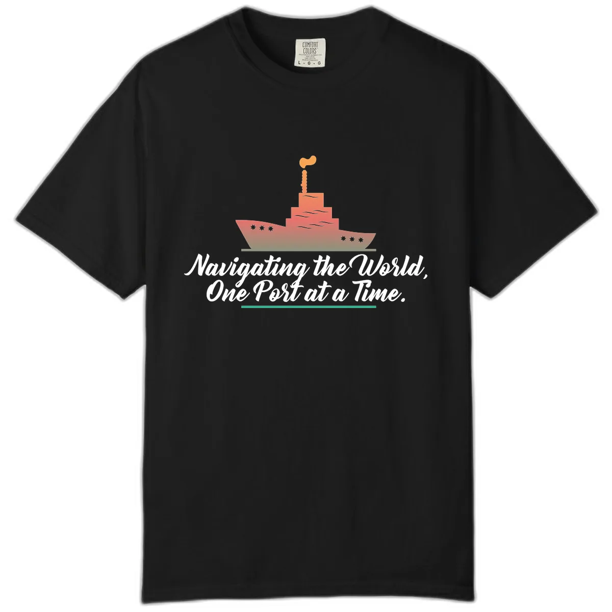 Navigating The World, One Port At A Time Comfort Color in Black