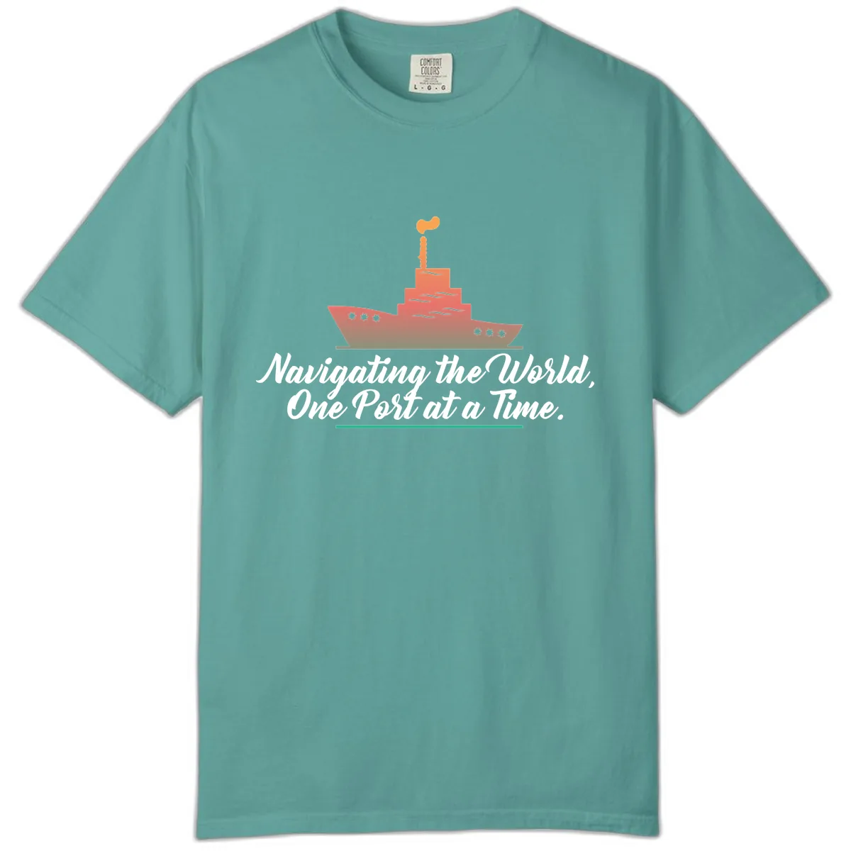 Navigating The World, One Port At A Time Comfort Color in Seafoam