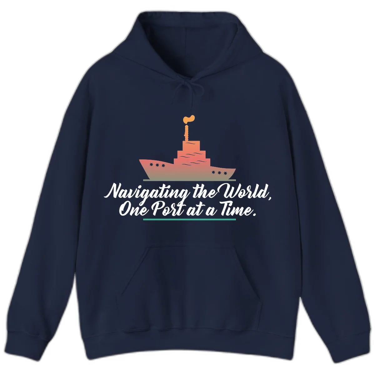 Navigating The World, One Port At A Time Hoodie in Navy