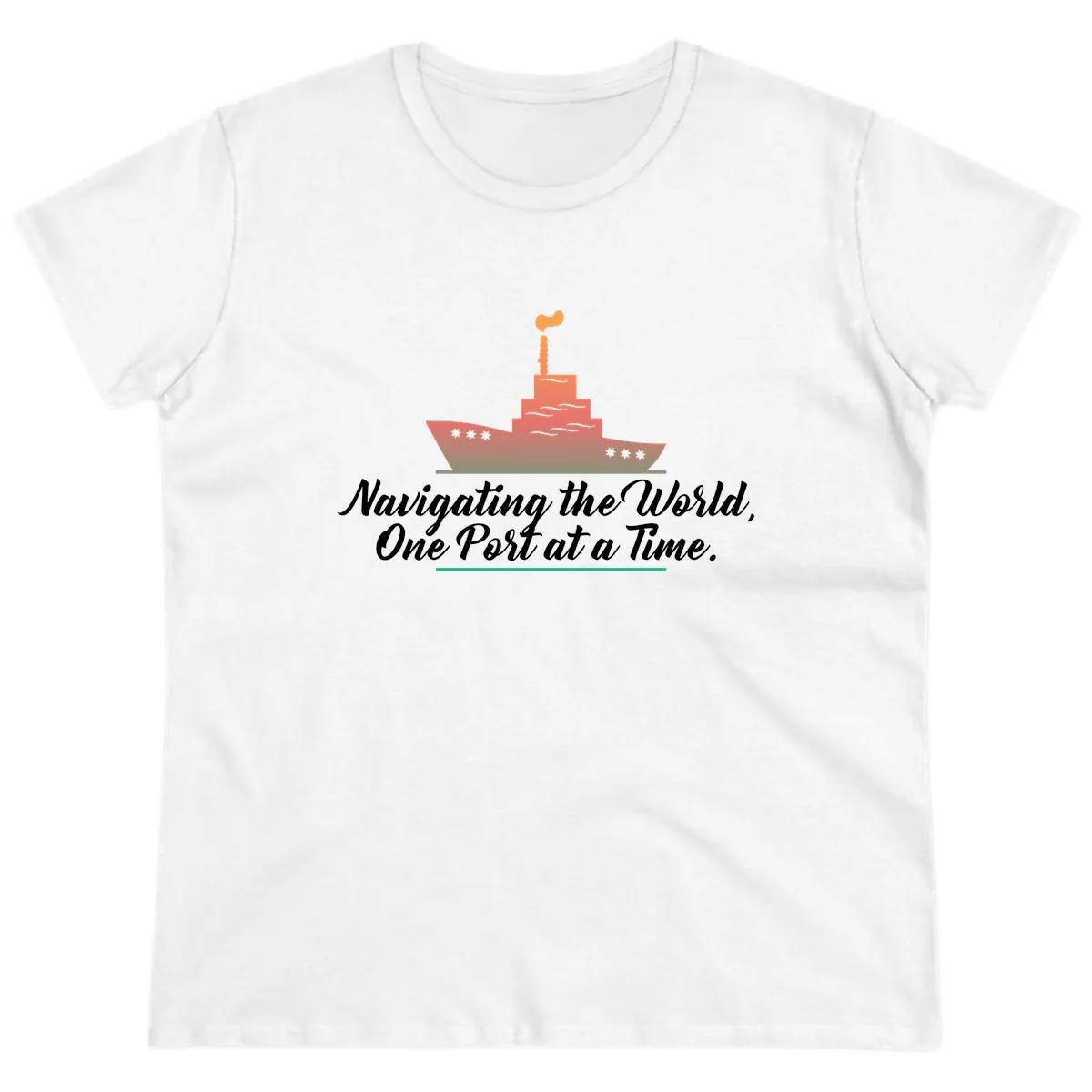Navigating The World, One Port At A Time Ladies Tee in White