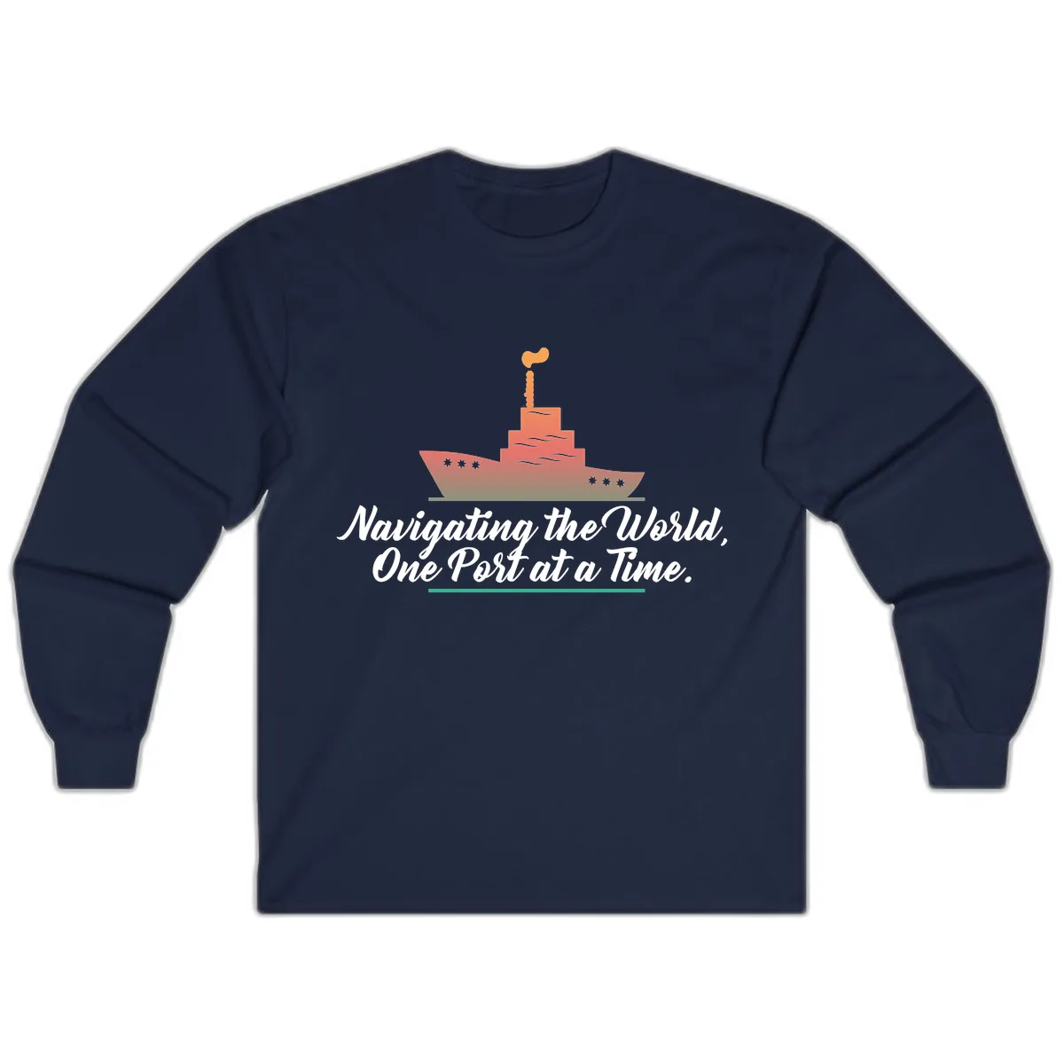 Navigating The World, One Port At A Time Long Sleeve in Navy