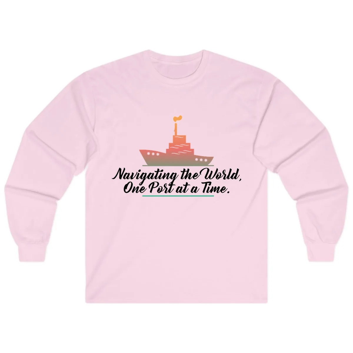 Navigating The World, One Port At A Time Long Sleeve in Light Pink