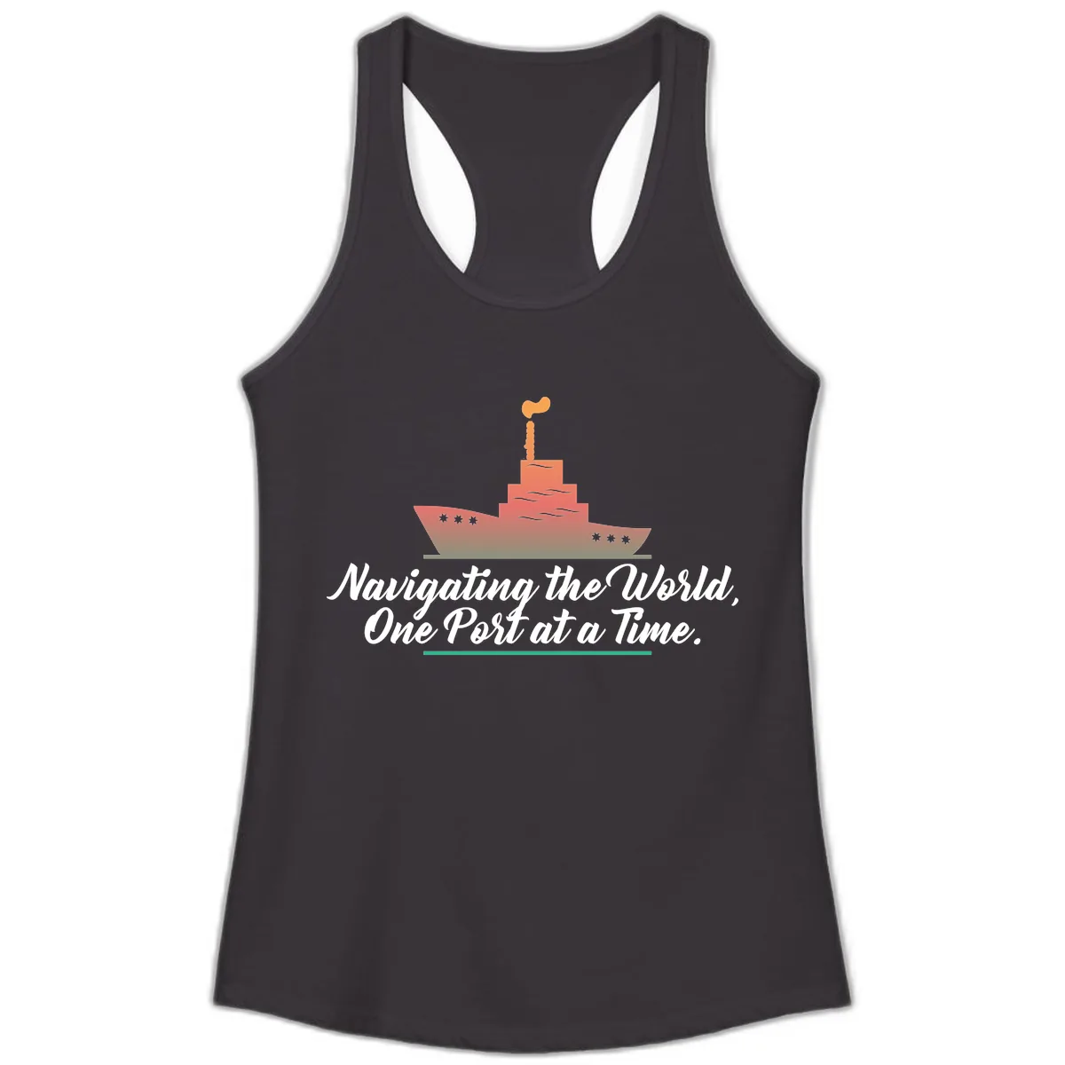 Navigating The World, One Port At A Time Ladies Tank in Black