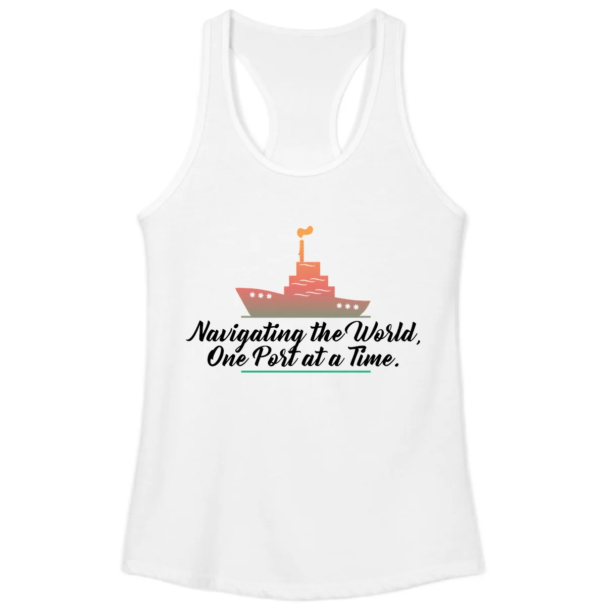 Navigating The World, One Port At A Time Ladies Tank in White