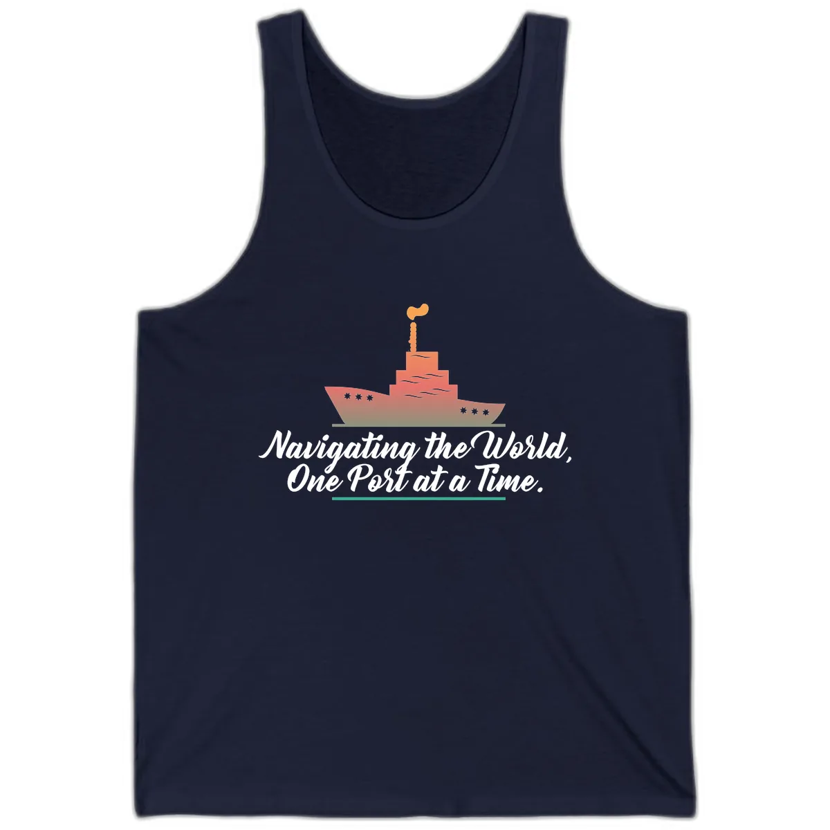 Navigating The World, One Port At A Time Tank in Navy