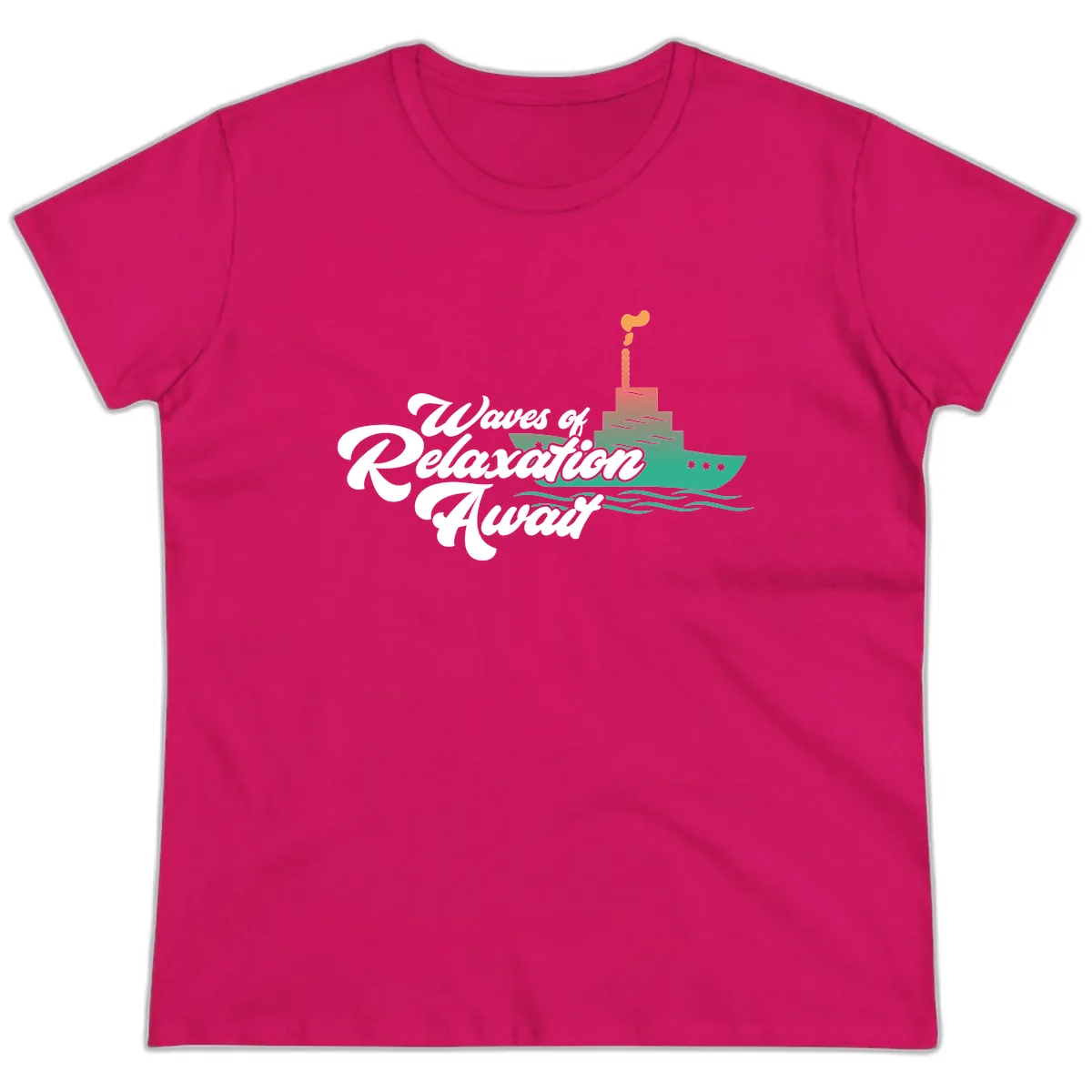 Waves Of Relaxation Await Ladies Tee in Heliconia