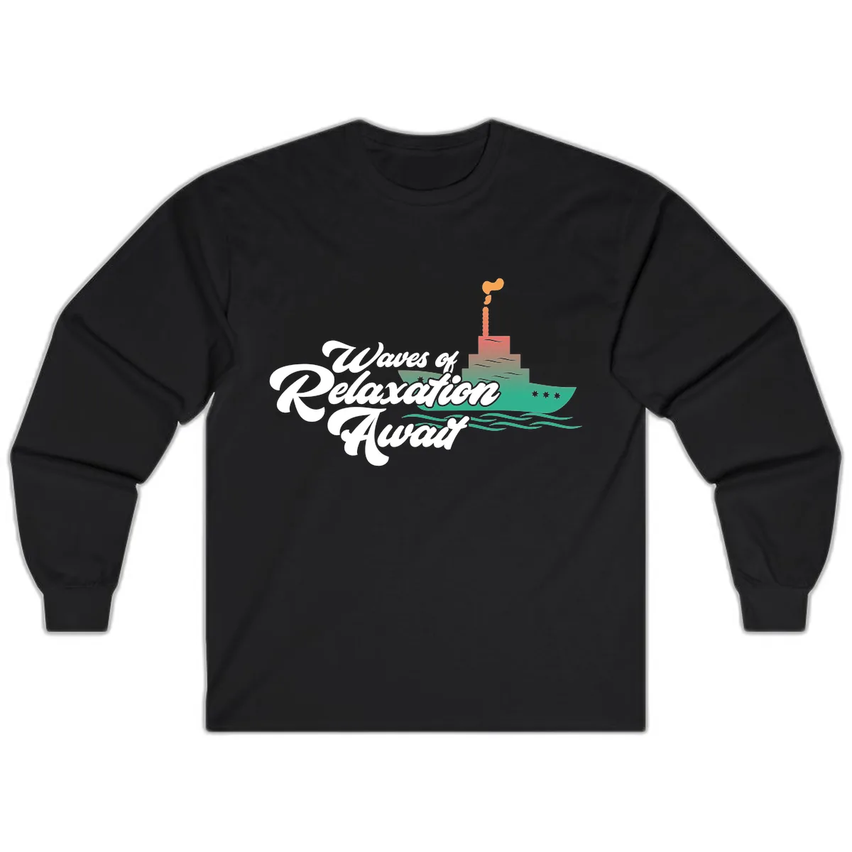 Waves Of Relaxation Await Long Sleeve in Black
