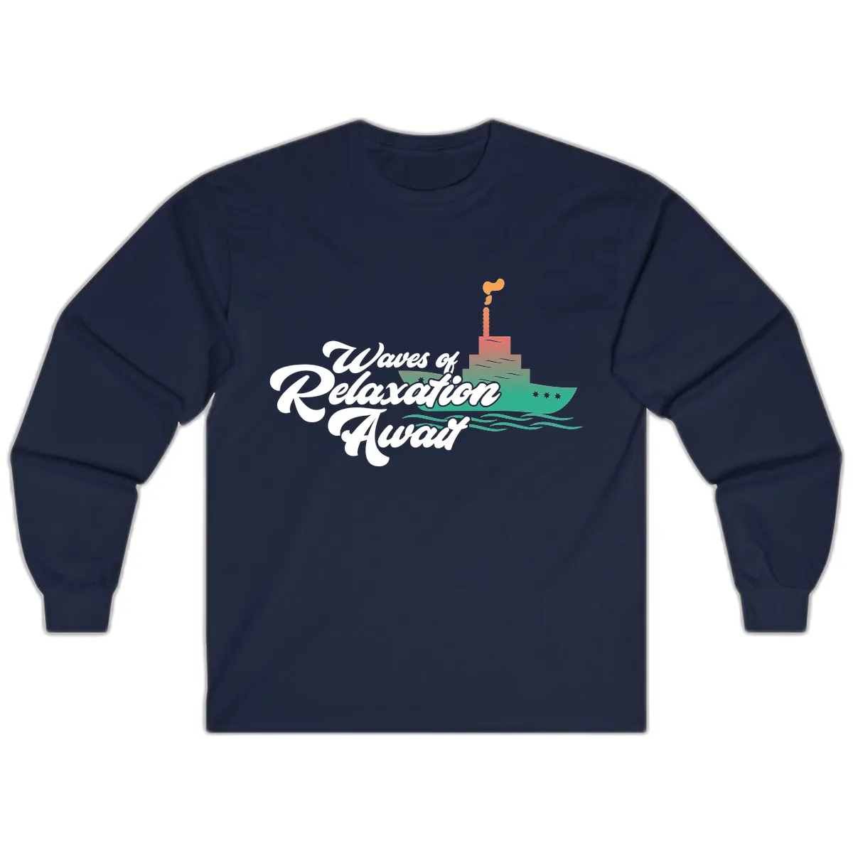 Waves Of Relaxation Await Long Sleeve in Navy