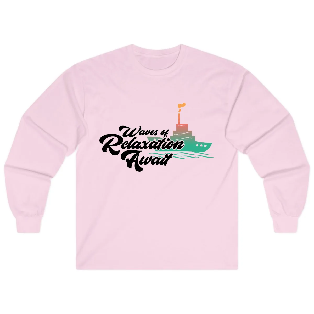 Waves Of Relaxation Await Long Sleeve in Light Pink