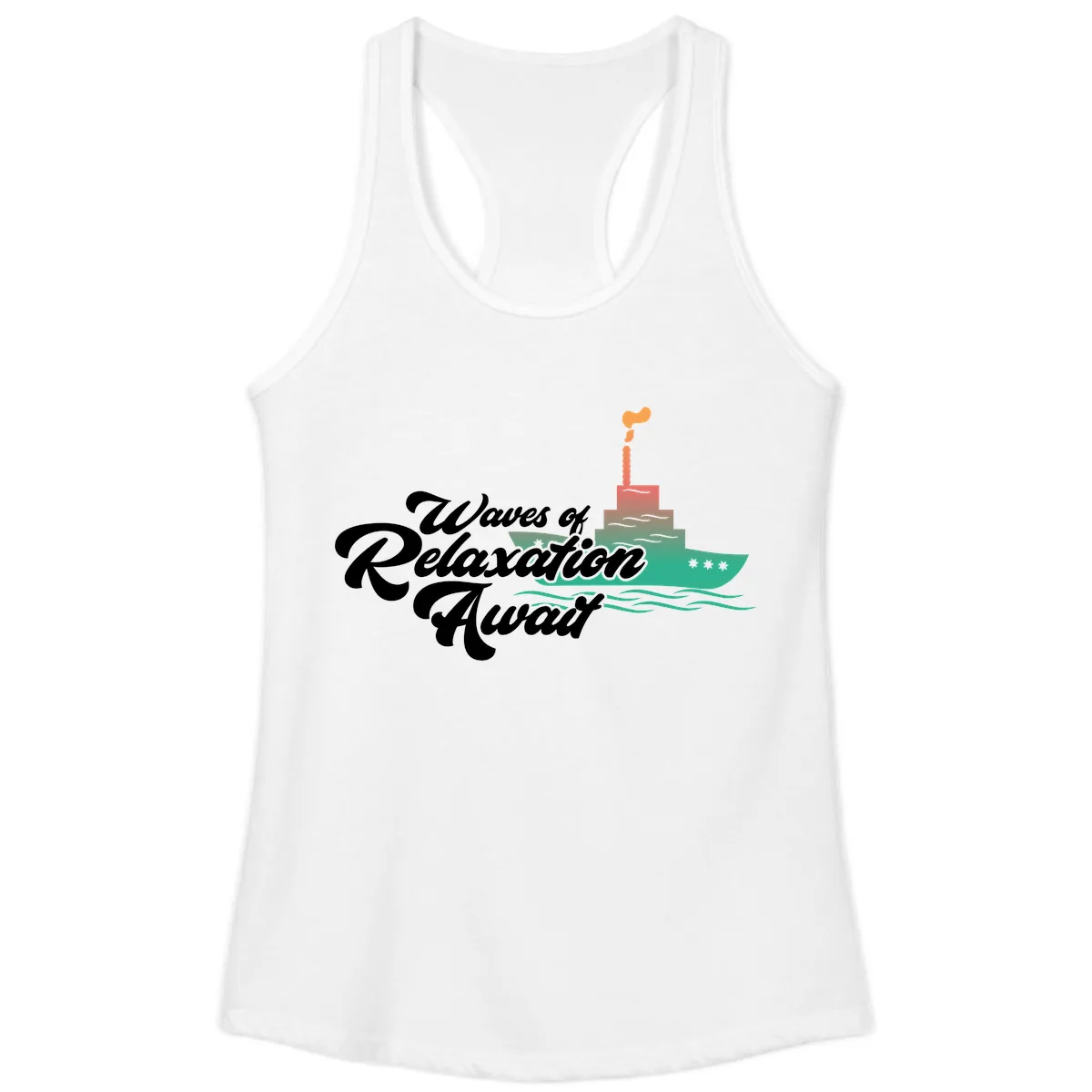 Waves Of Relaxation Await Ladies Tank in White
