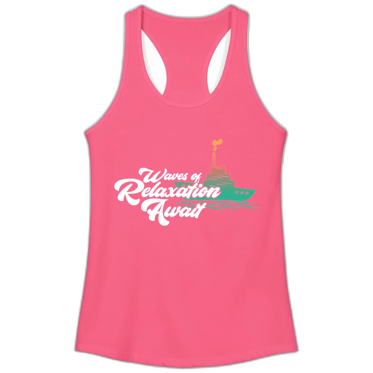 Waves Of Relaxation Await Ladies Tank in Solid Hot Pink