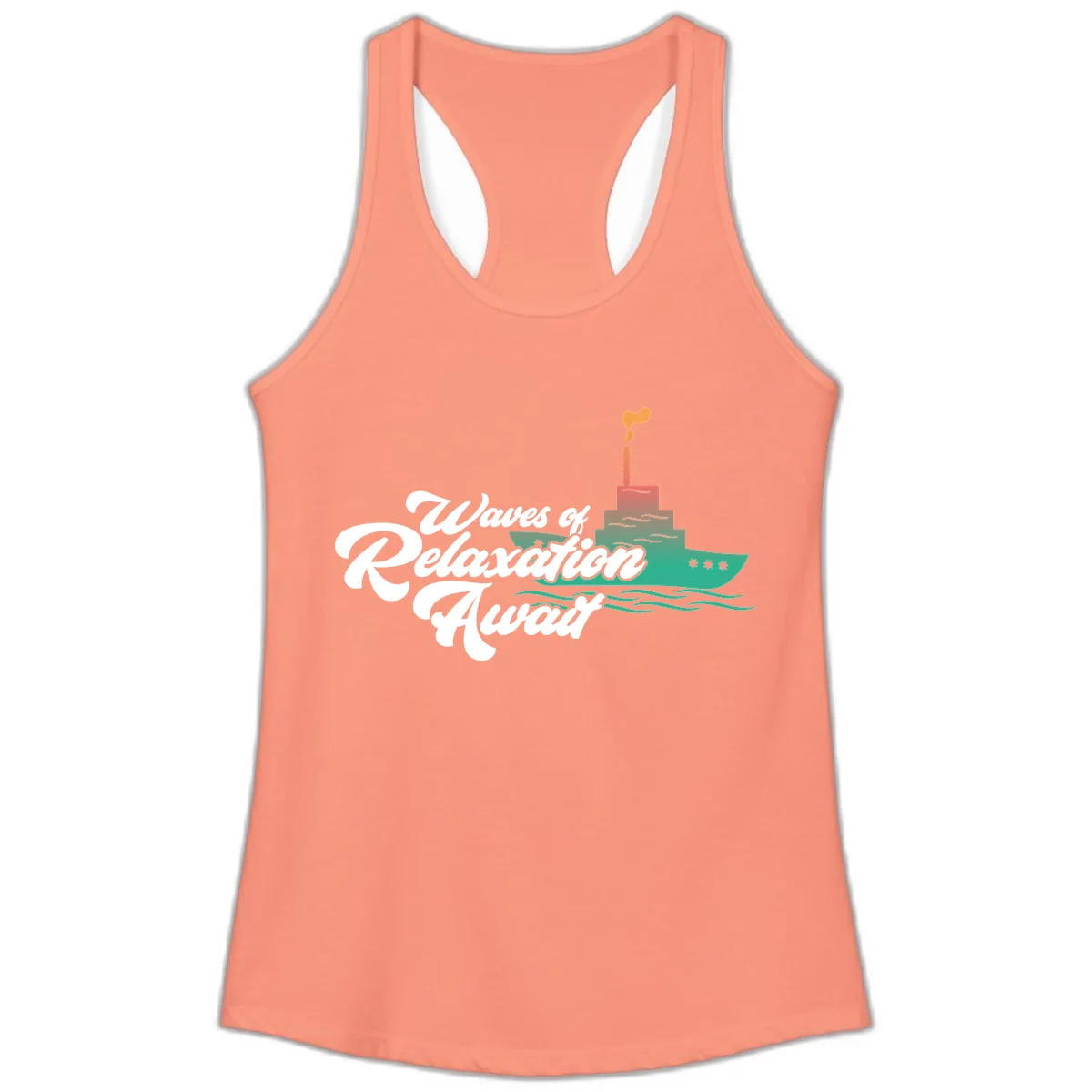 Waves Of Relaxation Await Ladies Tank in Solid Light Orange