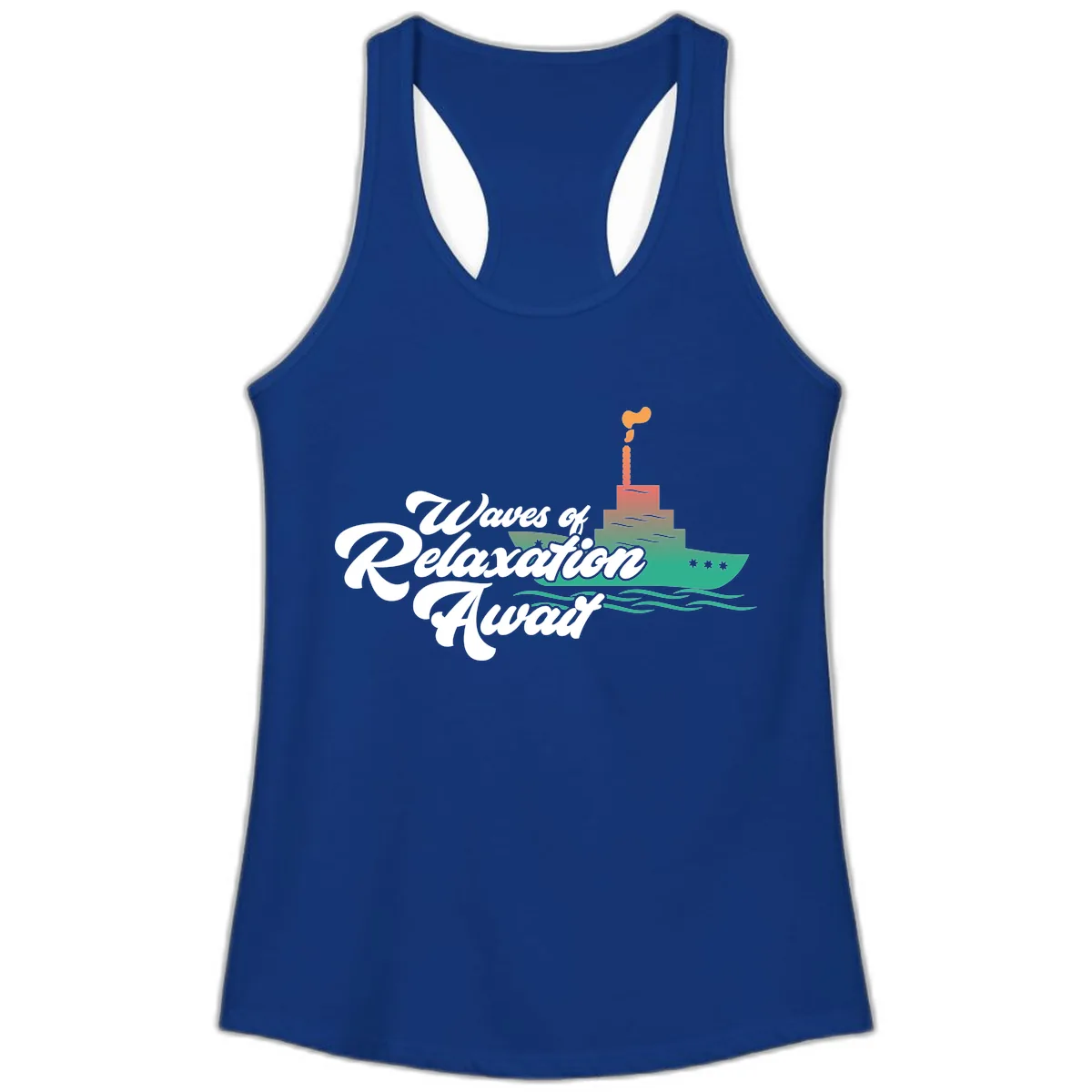 Waves Of Relaxation Await Ladies Tank in Solid Royal