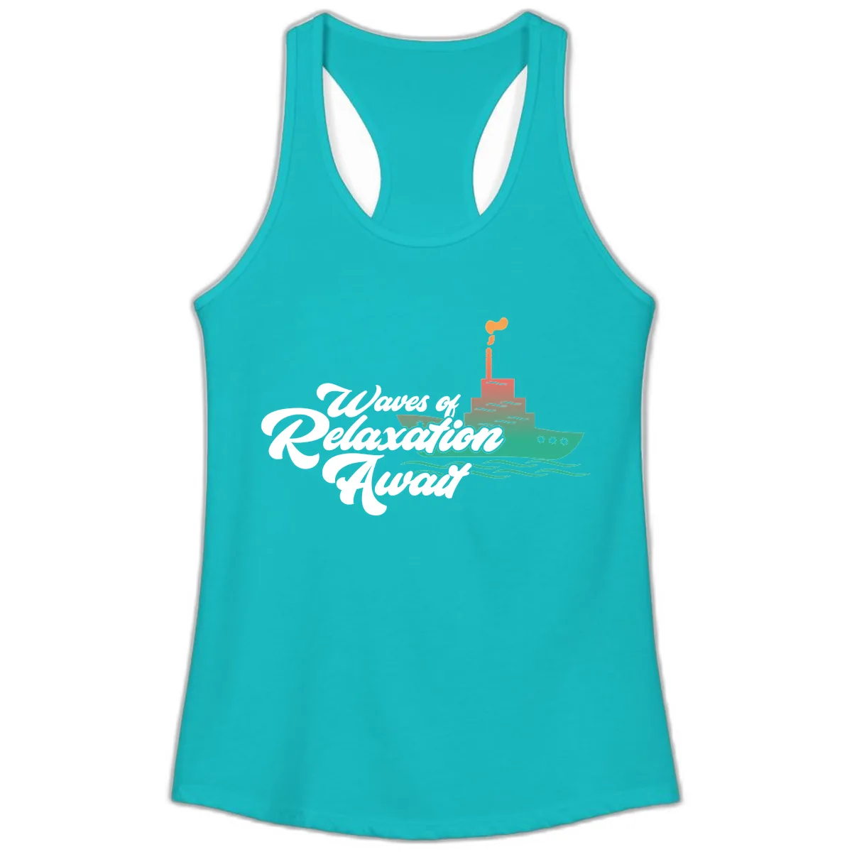 Waves Of Relaxation Await Ladies Tank in Tahiti Blue