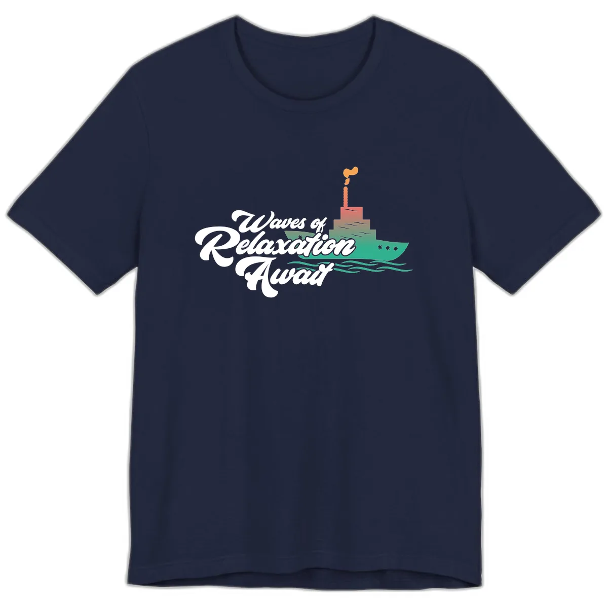 Waves Of Relaxation Await Premium T-Shirt in Navy