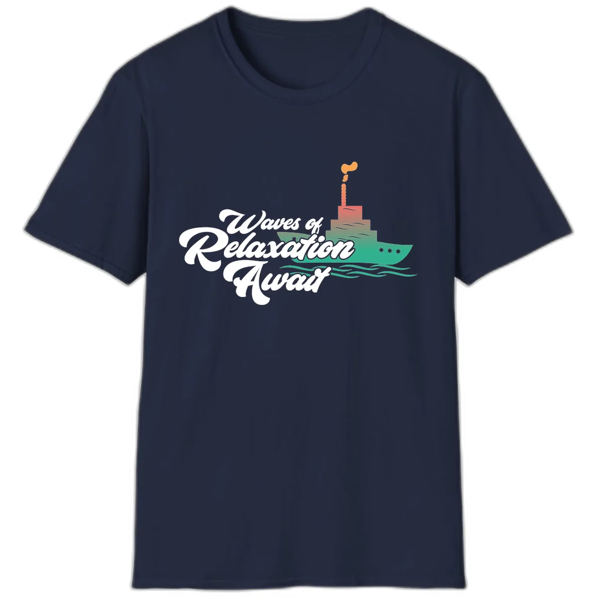 Waves Of Relaxation Await T-Shirt in Navy