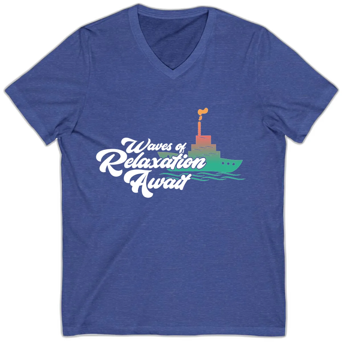 Waves Of Relaxation Await V-Neck in Heather True Royal