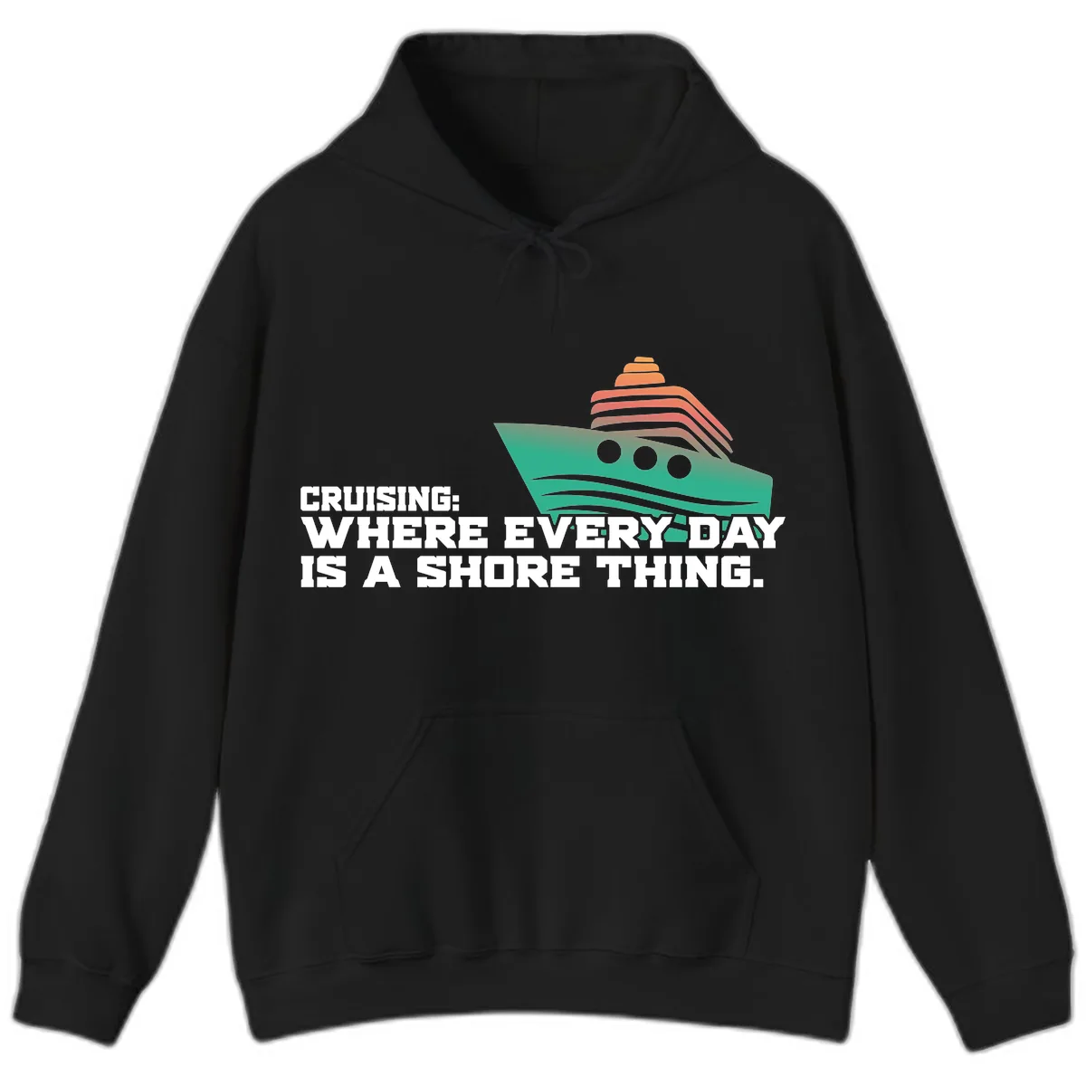 Where Every Day Is A Shore Thing Hoodie in Black