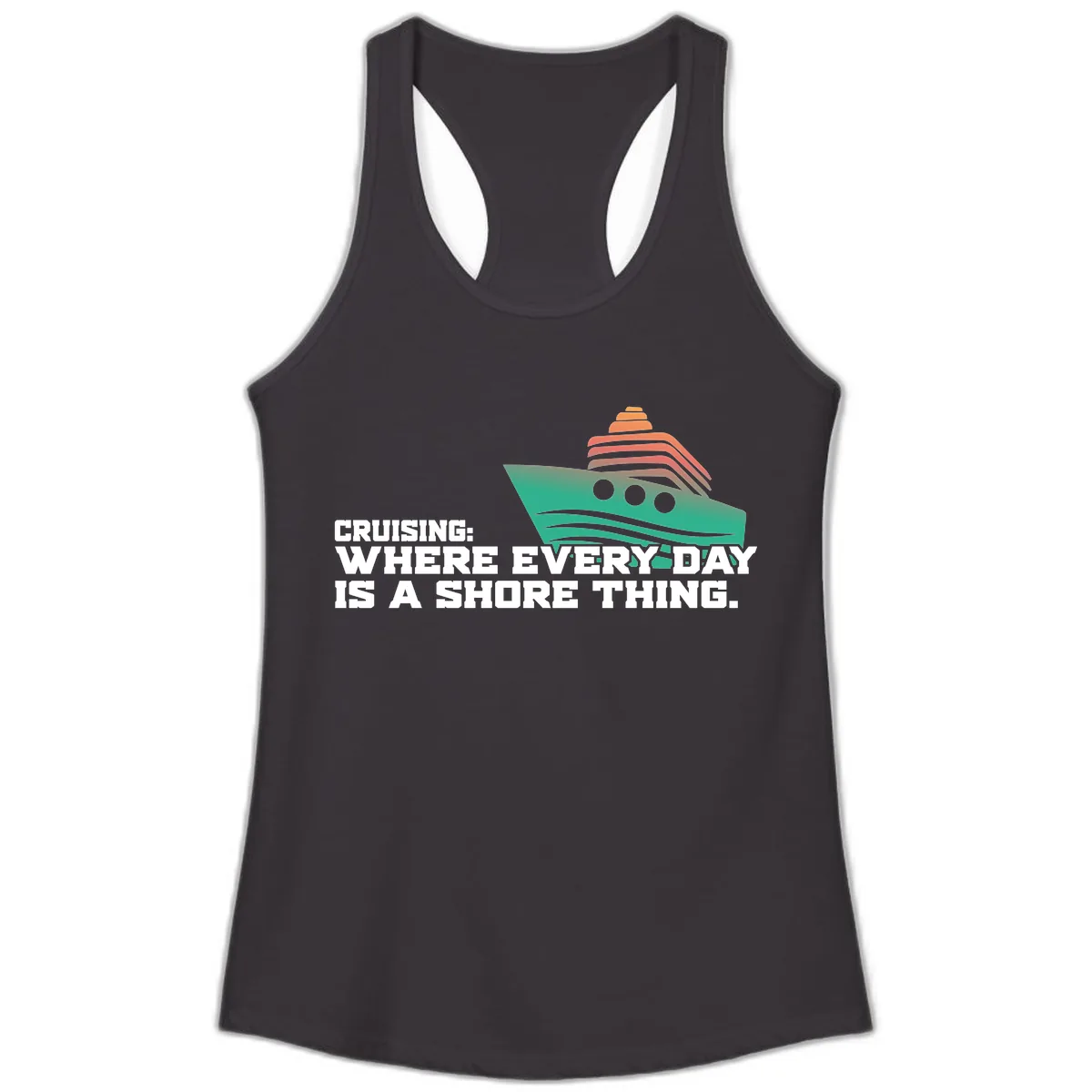 Where Every Day Is A Shore Thing Ladies Tank in Black