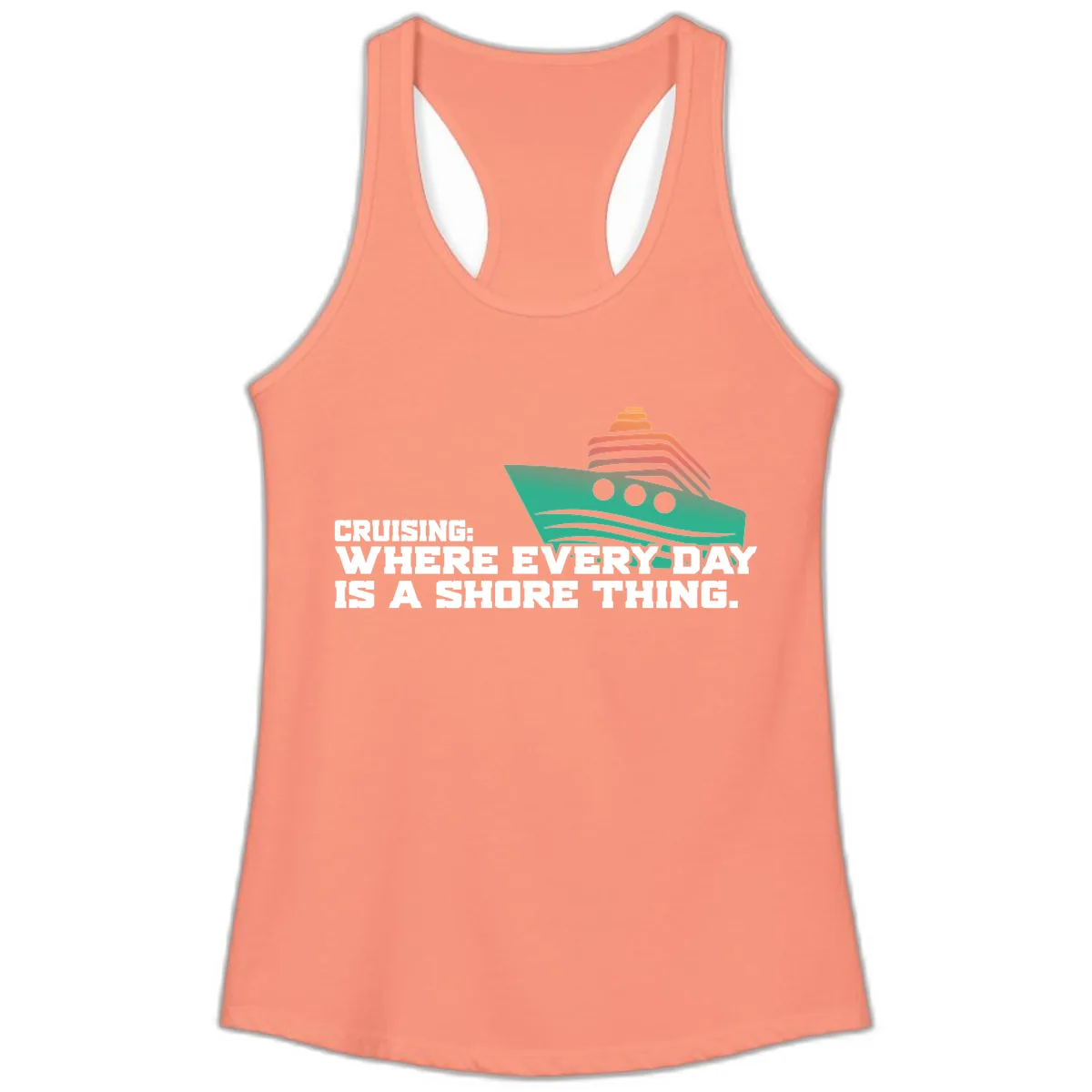 Where Every Day Is A Shore Thing Ladies Tank in Solid Light Orange
