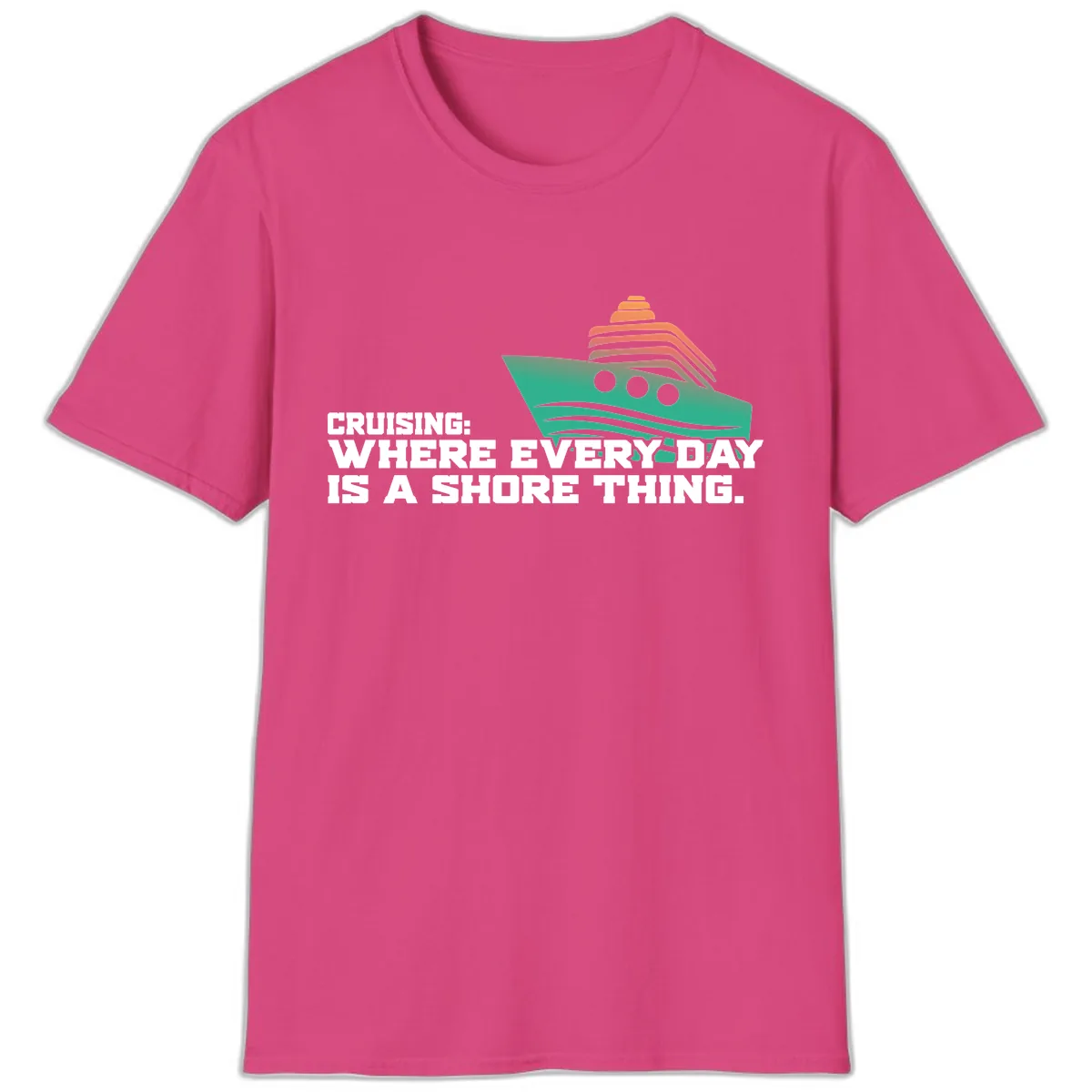 Where Every Day Is A Shore Thing T-Shirt in Heliconia