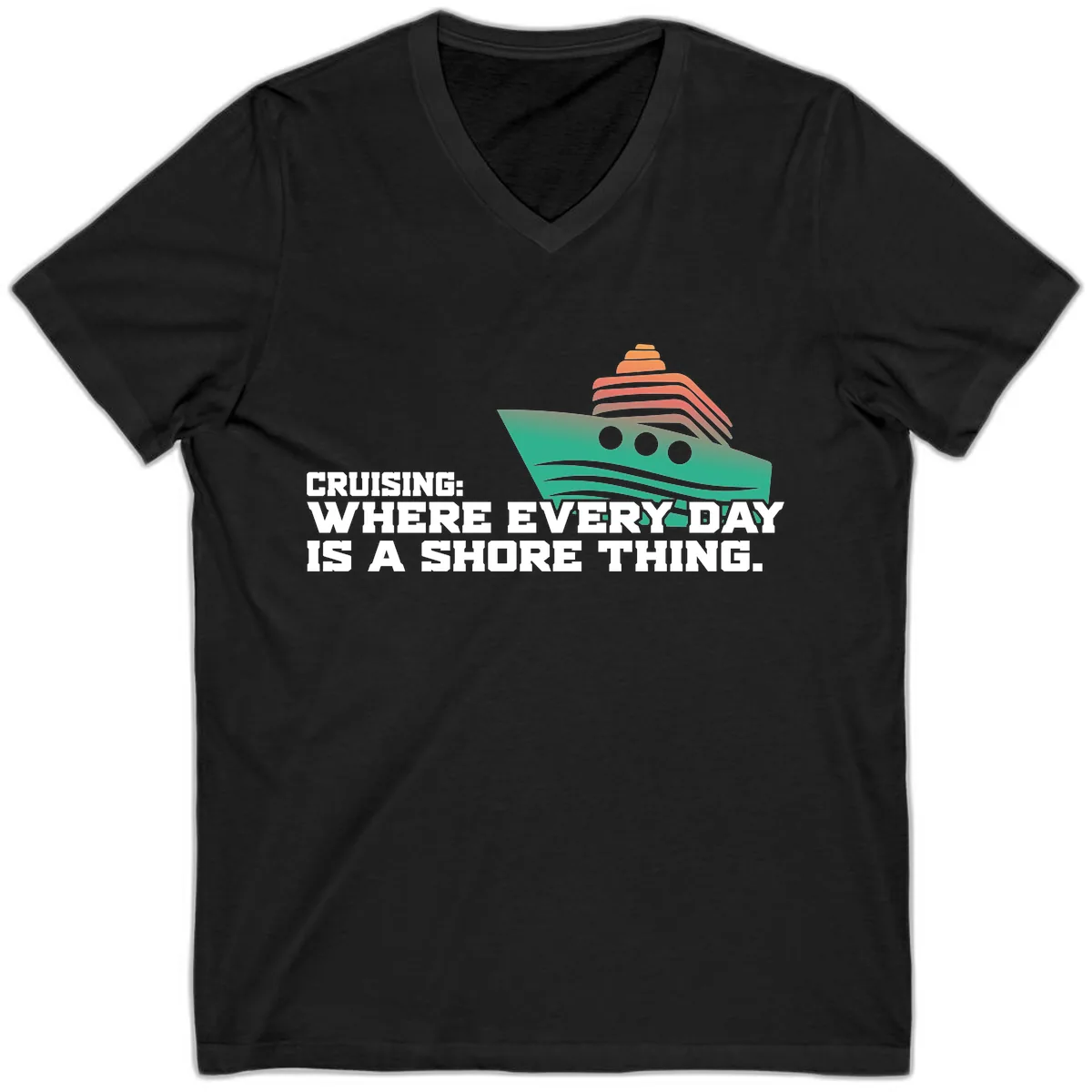 Where Every Day Is A Shore Thing V-Neck in Black