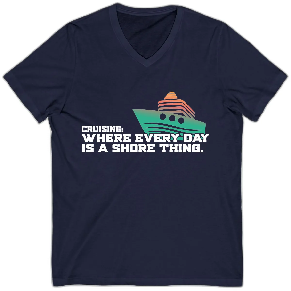 Where Every Day Is A Shore Thing V-Neck in Navy