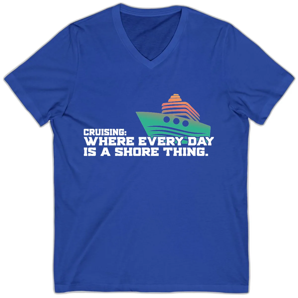 Where Every Day Is A Shore Thing V-Neck in True Royal