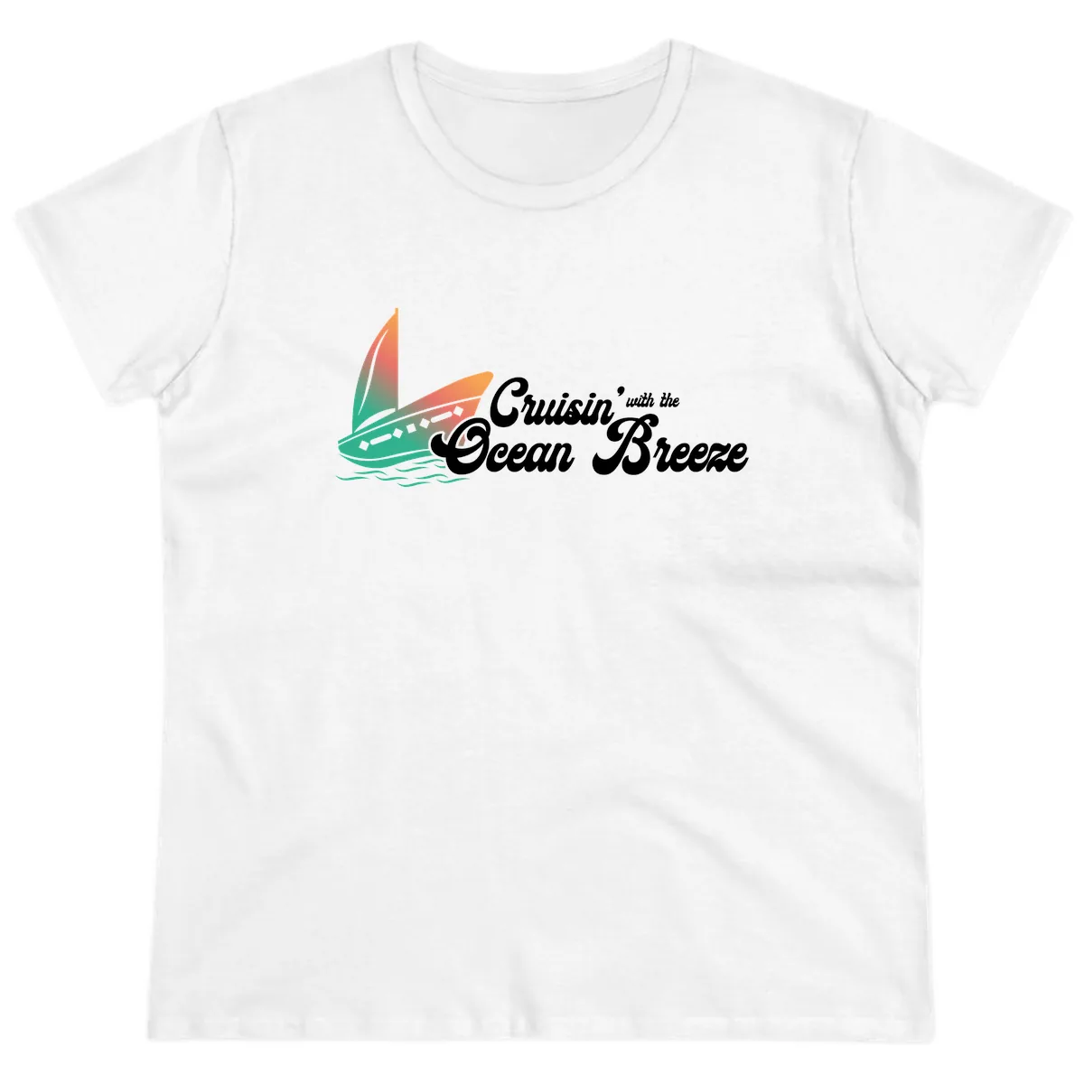Cruisin' With The Ocean Breeze Ladies Tee in White